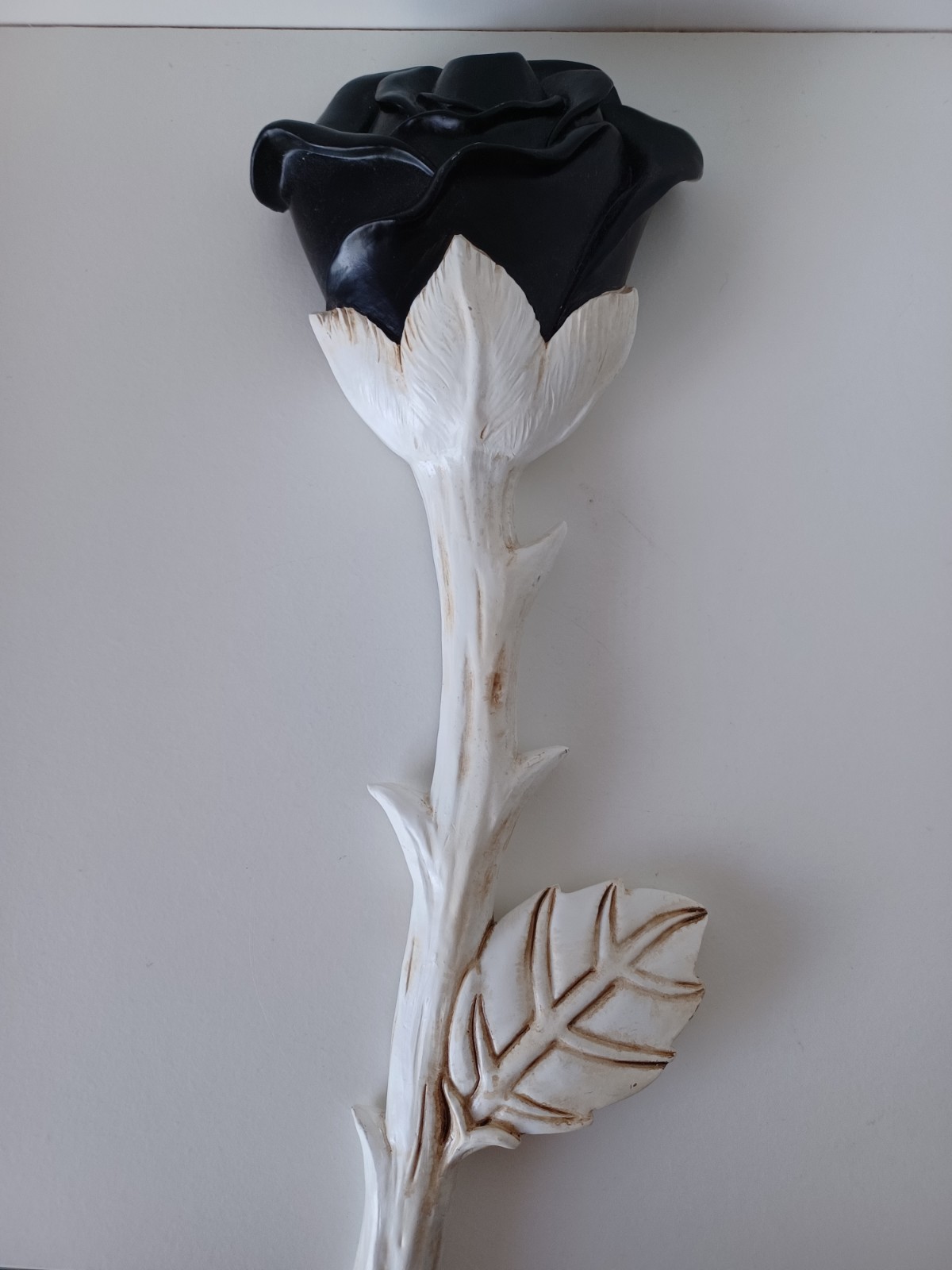 Spirit Halloween Black Rose Flower With White Stem Decor Wall Hanging Piece