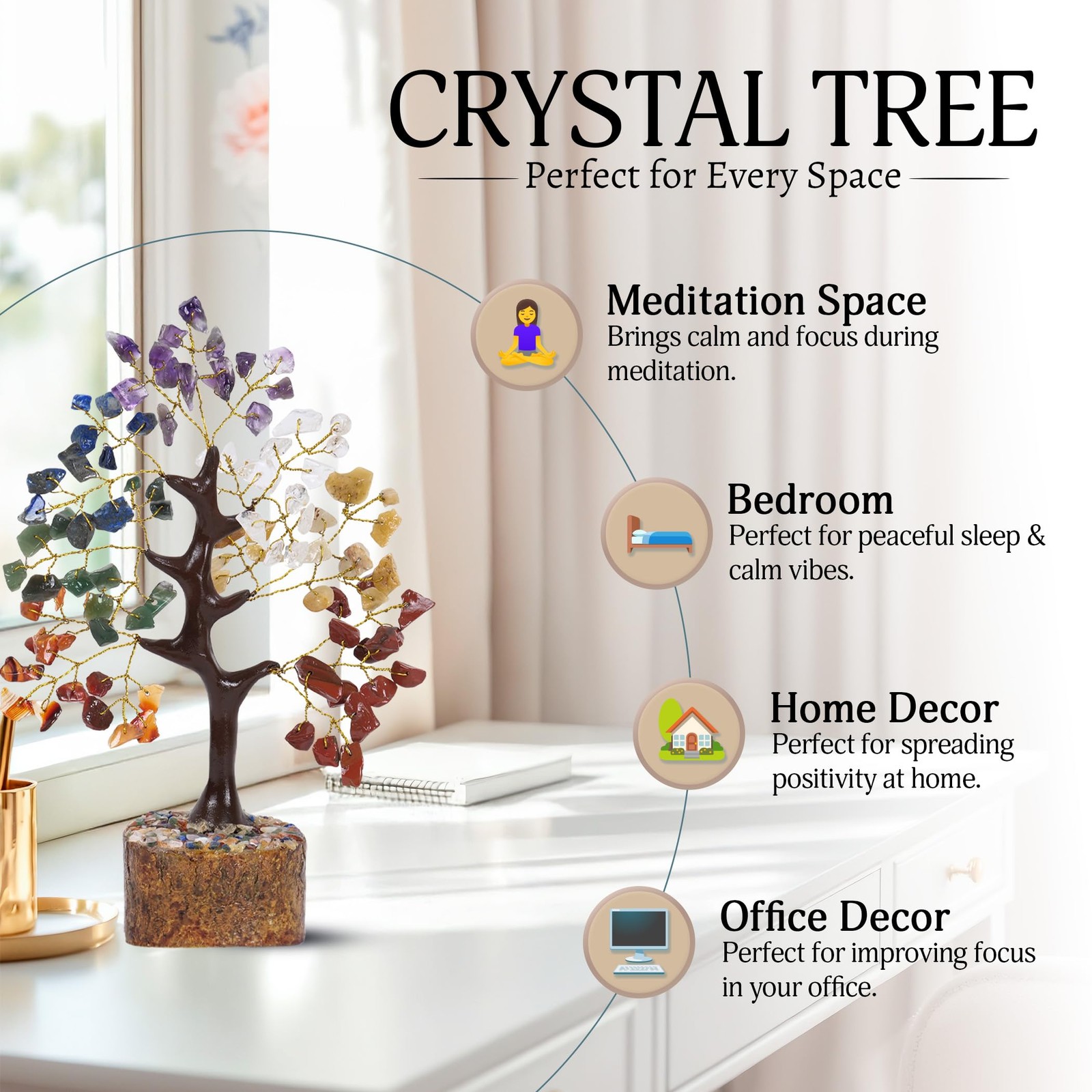 7 Chakra Tree of Life, Gemstone Tree, Gifts for , Crystal Home Decor, Healing…