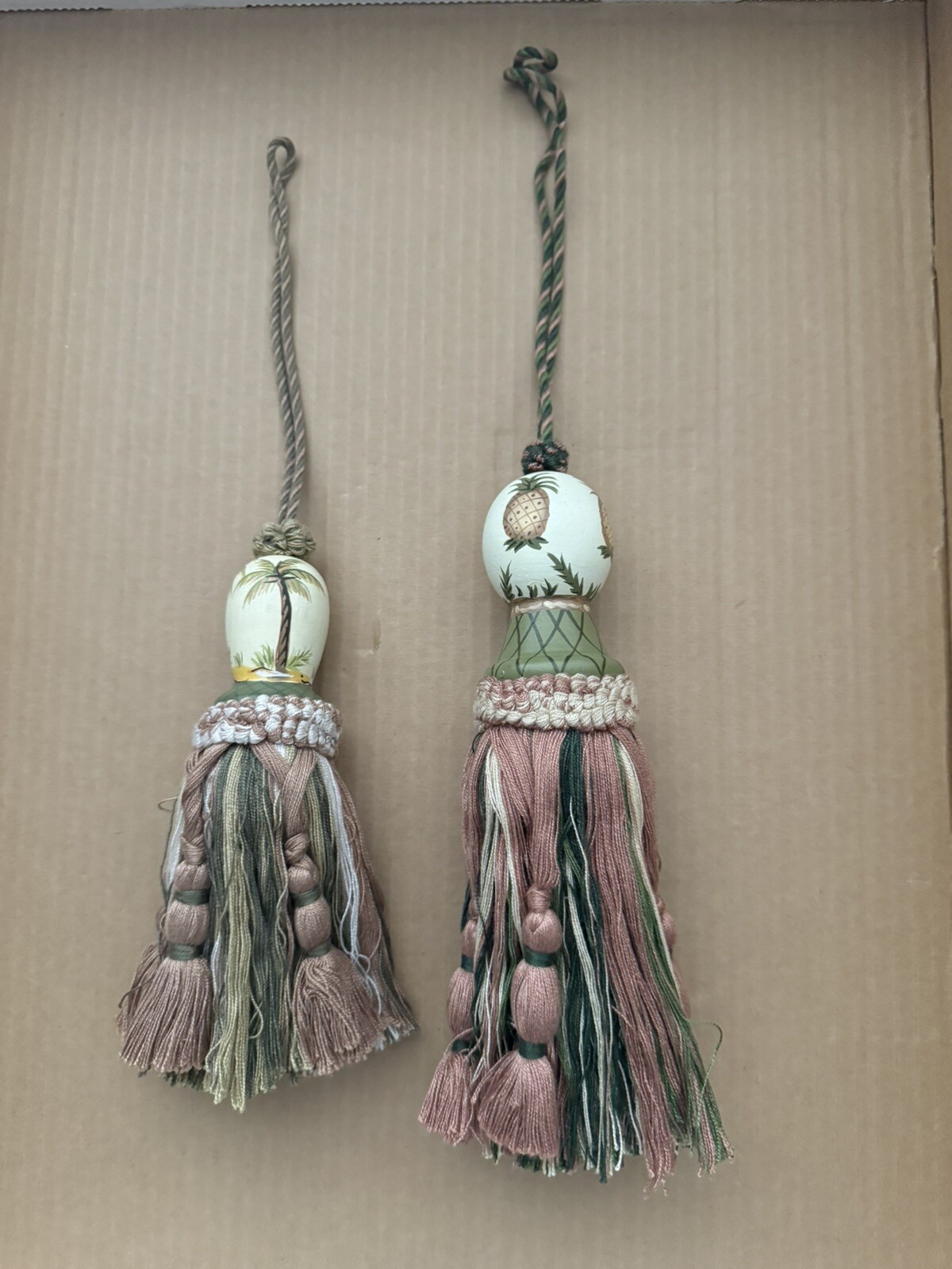 Hand Painted Palm Tree And Pineapple Tassels