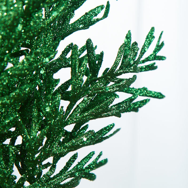 Package of 6 Dark Green Glitter Leaves 25″ Floral Sprays