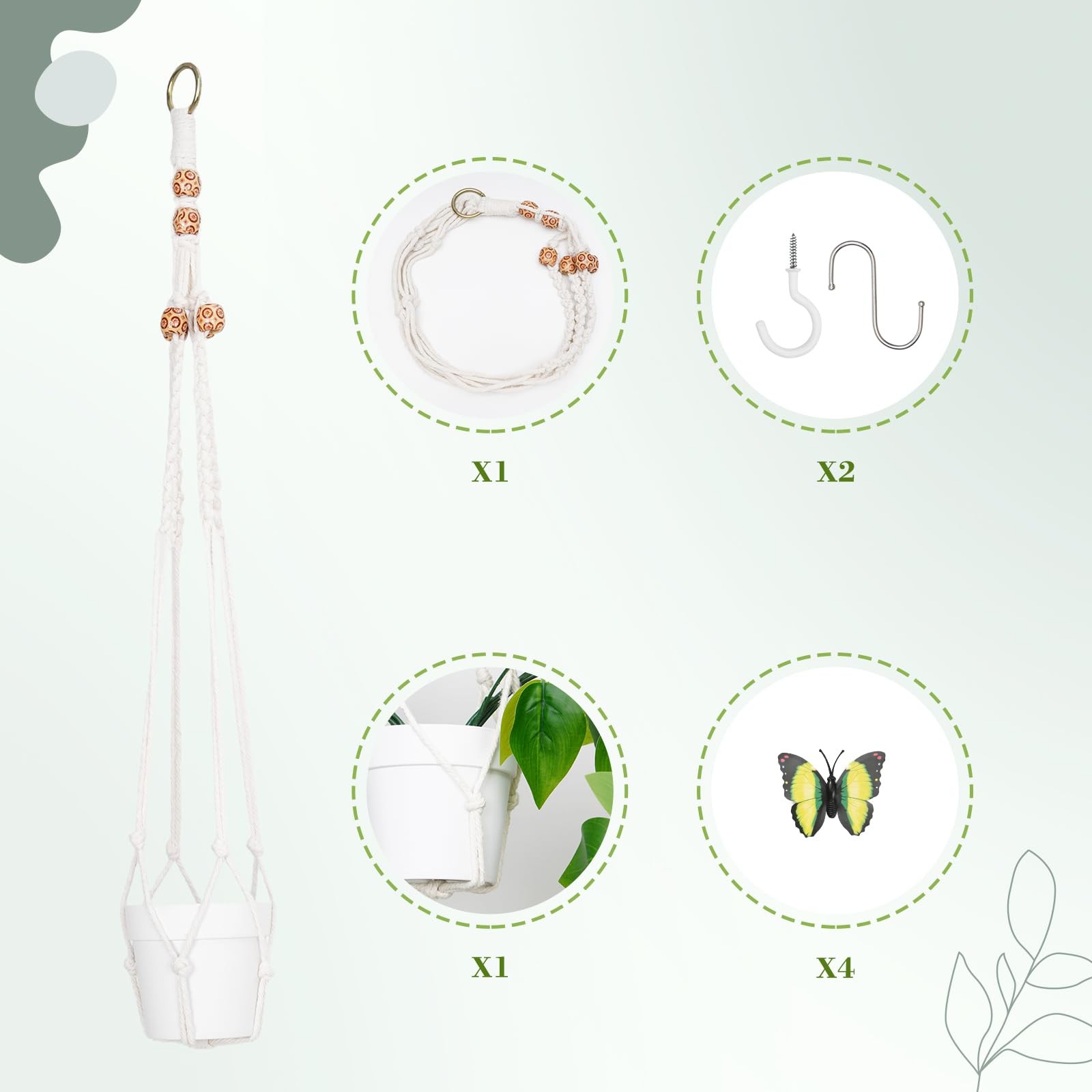 1pcs Fake Hanging Plants Kit with Pot and Plant Hanger, Artificial Pothos Vin…