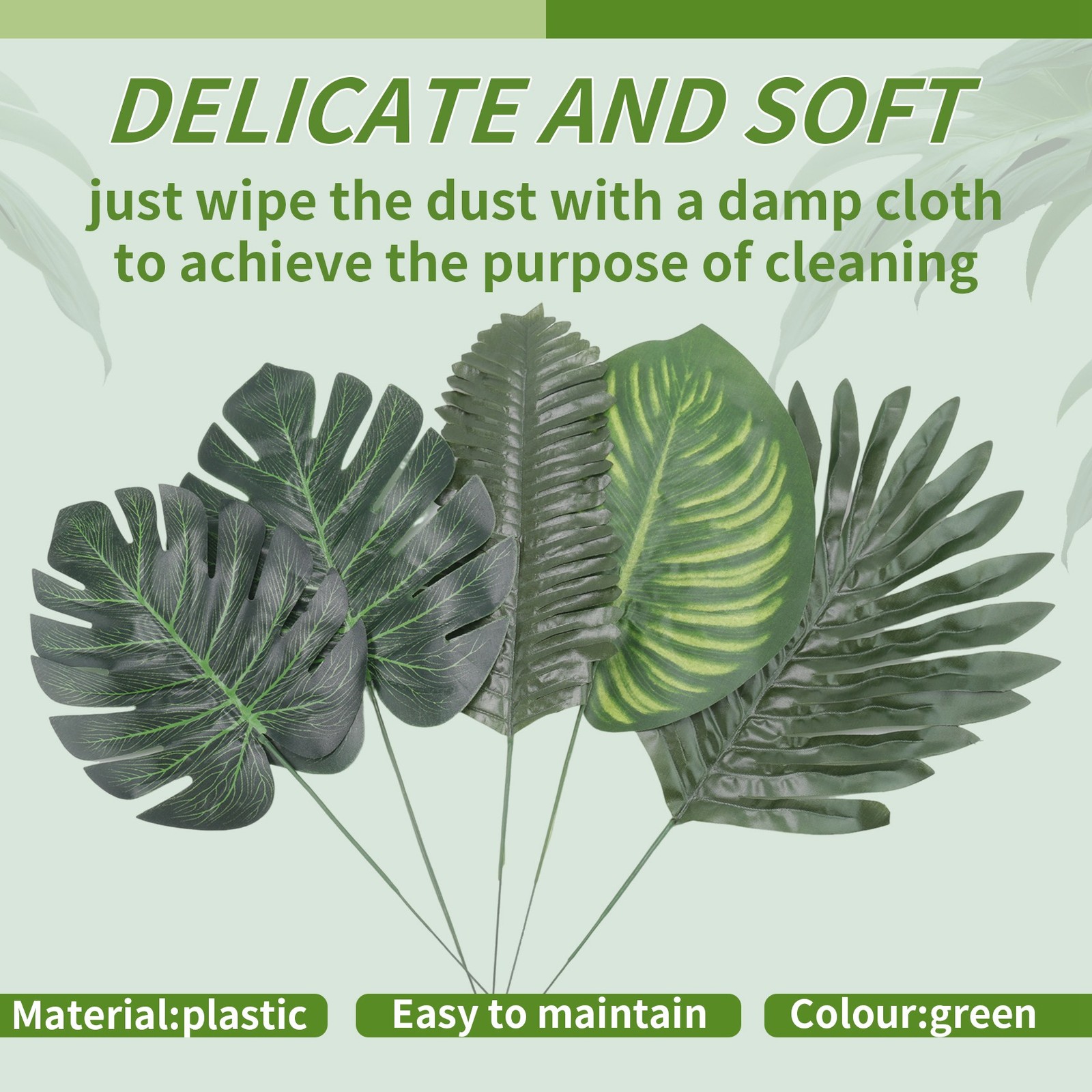 3X(88 Pieces Palm Jungle Leaves 8 Kinds Faux Tropical Monstera Leaves with6542