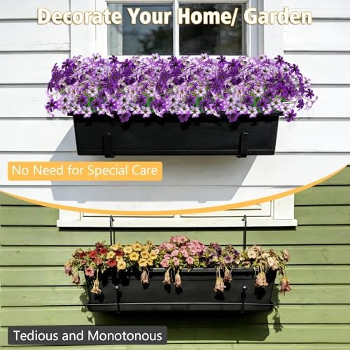 16 Pcs Artificial Flowers for Outdoors, UV Resistant Fake Pansy Silk Purple