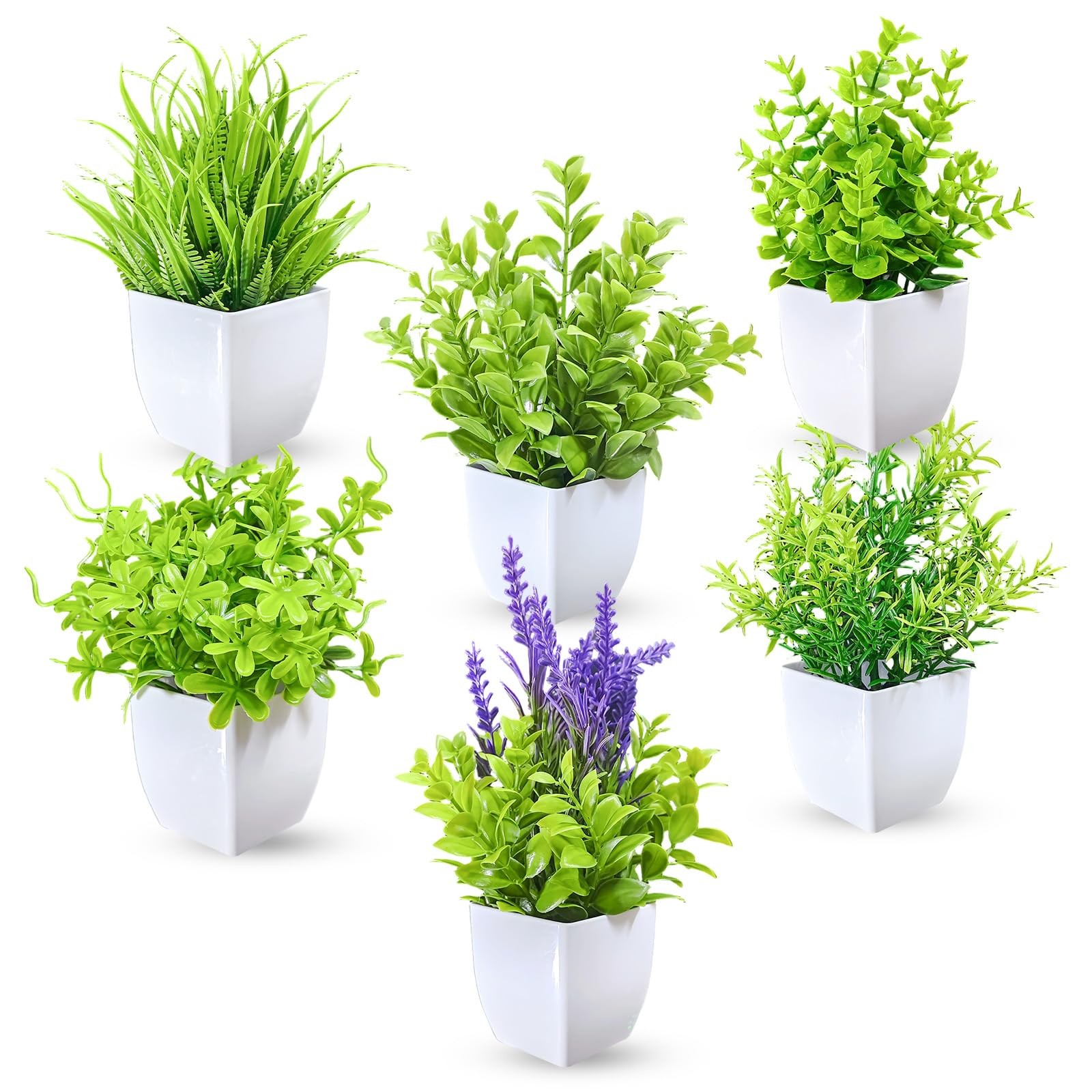 6 Pack Small Fake Plants in Pots Mini Artificial Indoor Plants for Bathroom, …