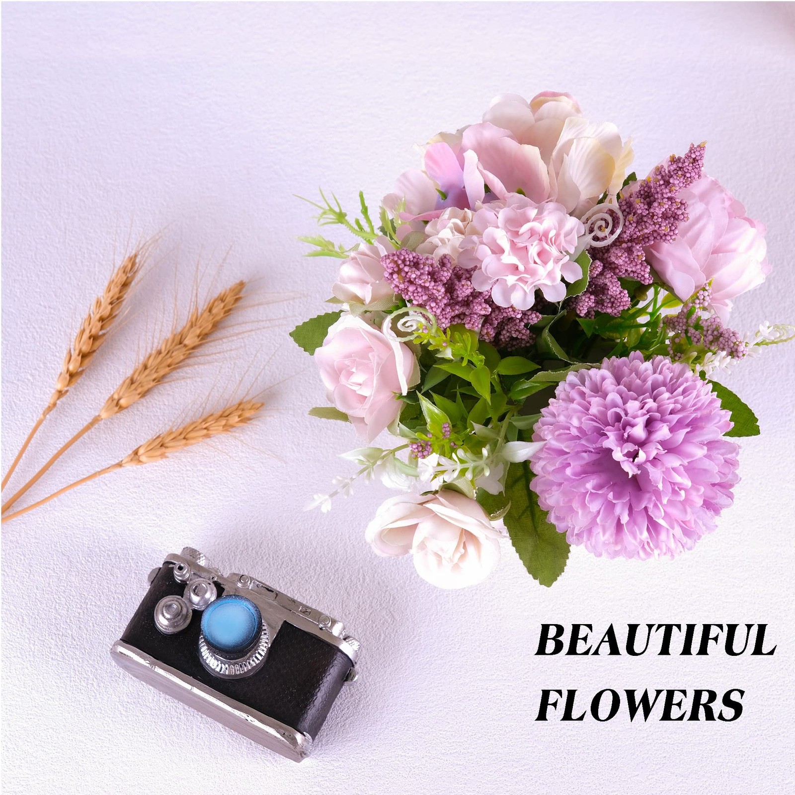 Artificial Potted Flowers Small Ceramic Vase Fake Flower Plants Desktop Decorati