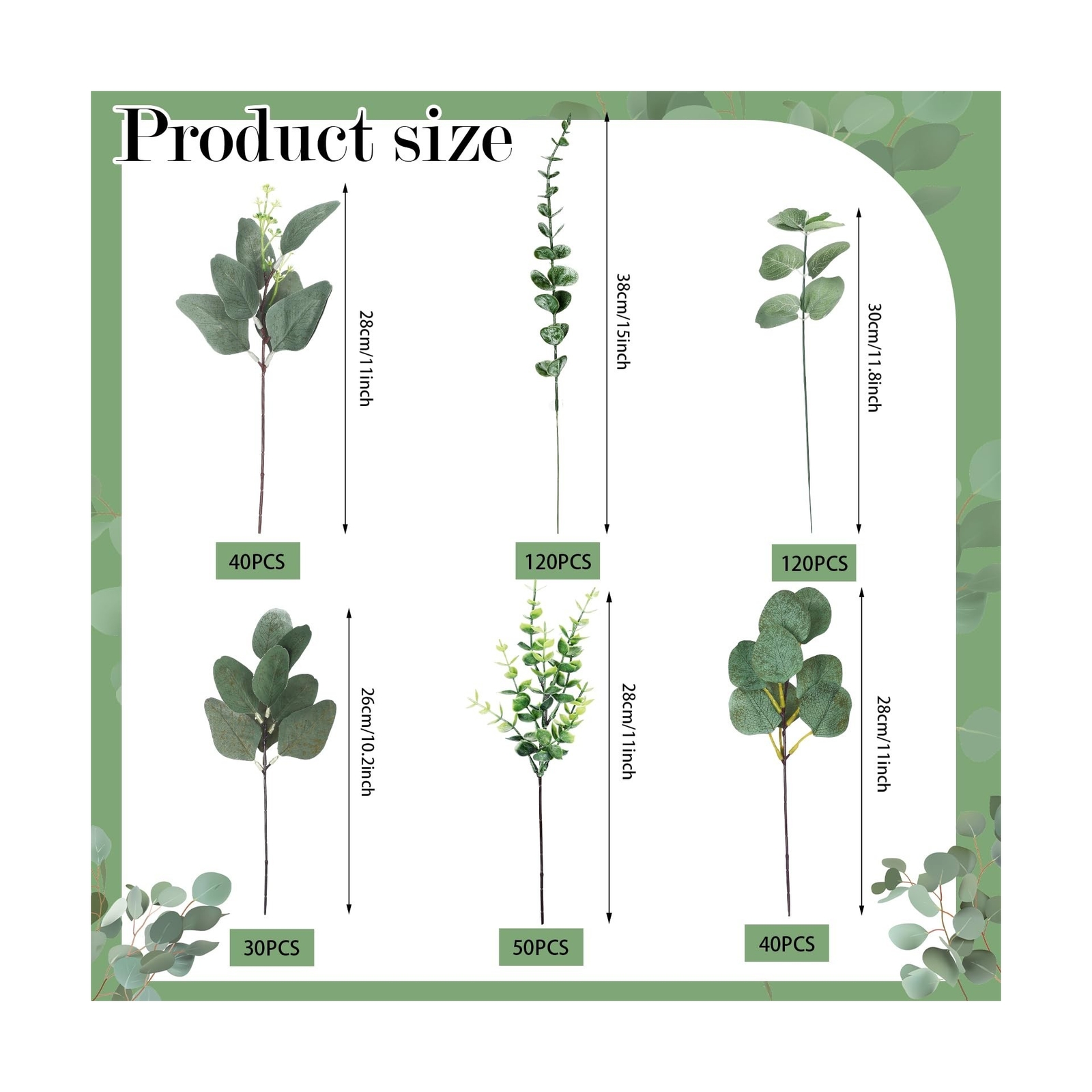 Ceenna 400 Pcs 6 Kinds Mixed Eucalyptus Leaves Stems Bulk Artificial Eucalypt…