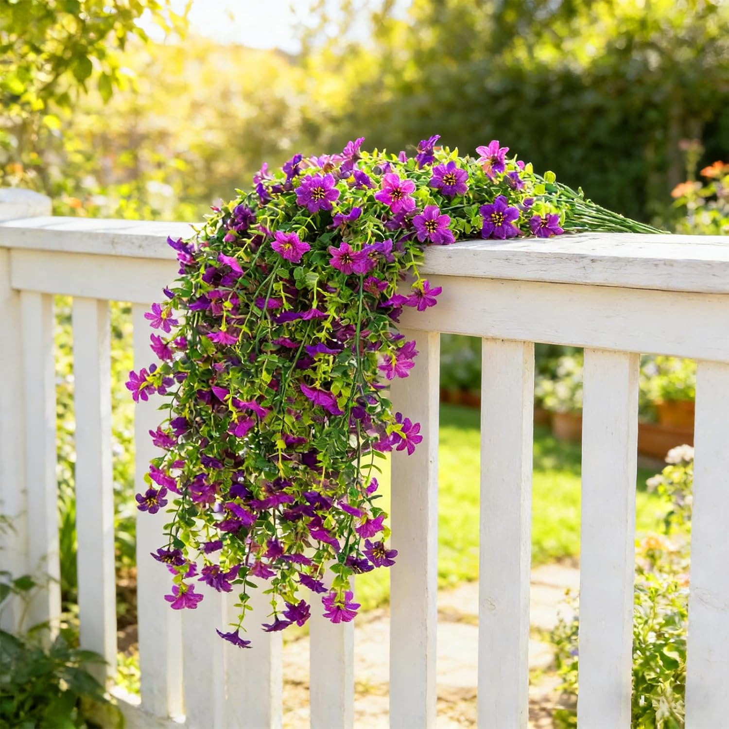 6 Pcs 30.3Inch Artificial Hanging Flowers Plants for Outdoor Faux Hanging Daisy