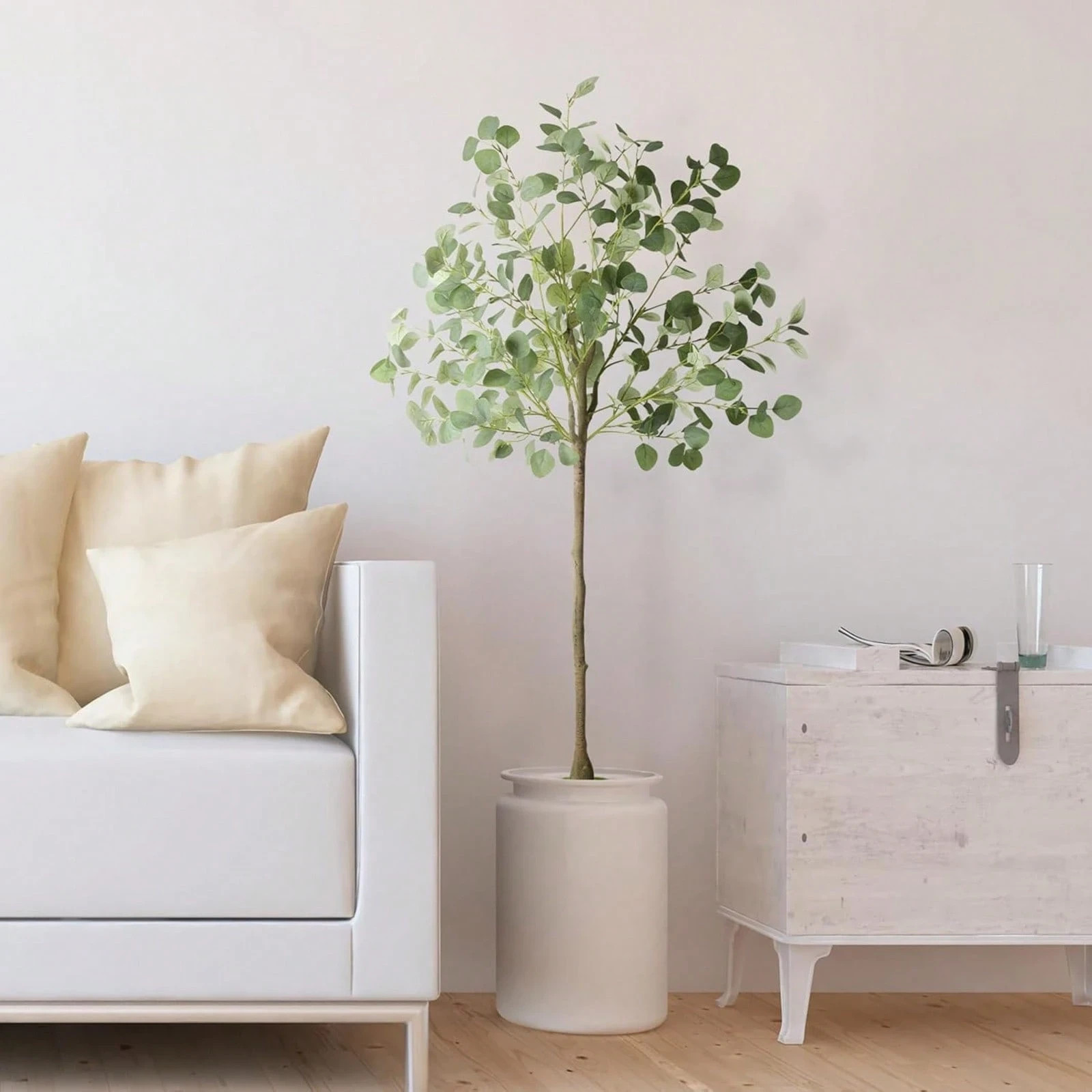 5FT Lifelike Artificial Eucalyptus Tree Faux Silk Plant in Nursery Pot
