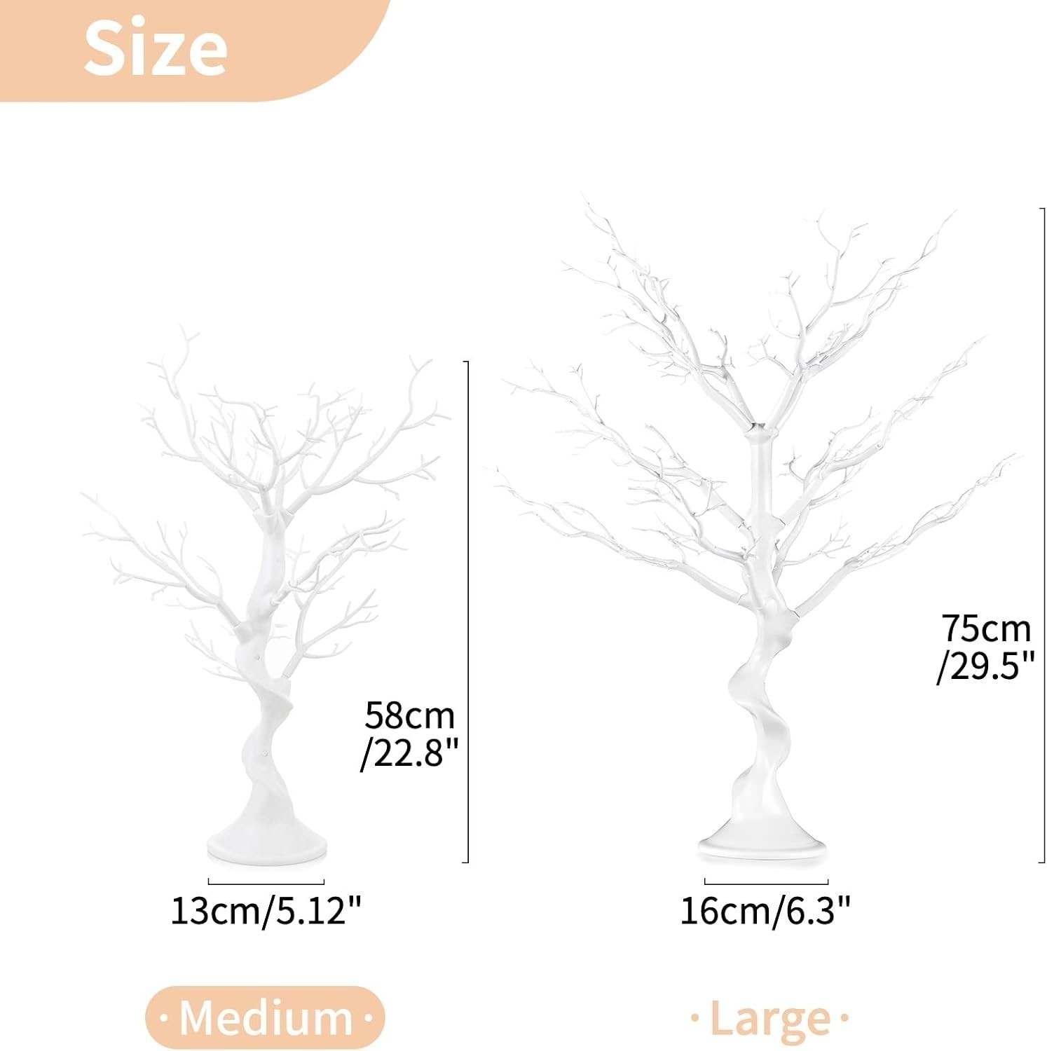 White Christmas Tree Branch Artificial 22.8 Inch Tall Manzanita Tree Centerpiece