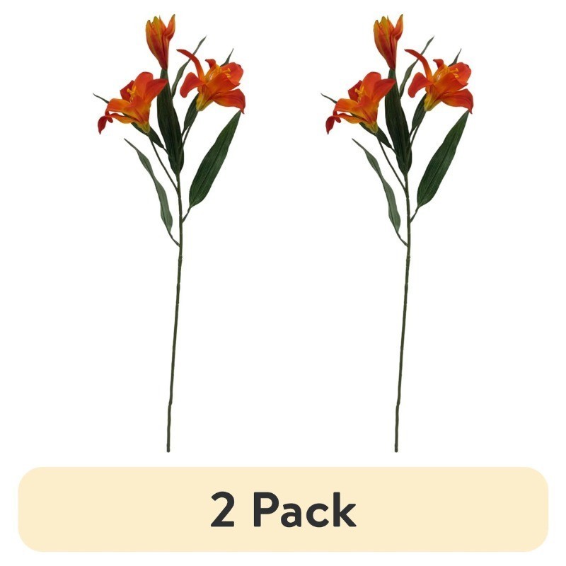 31″ Artificial Orange Tiger Lily Flower Stem Indoor Decoration 2 Pack