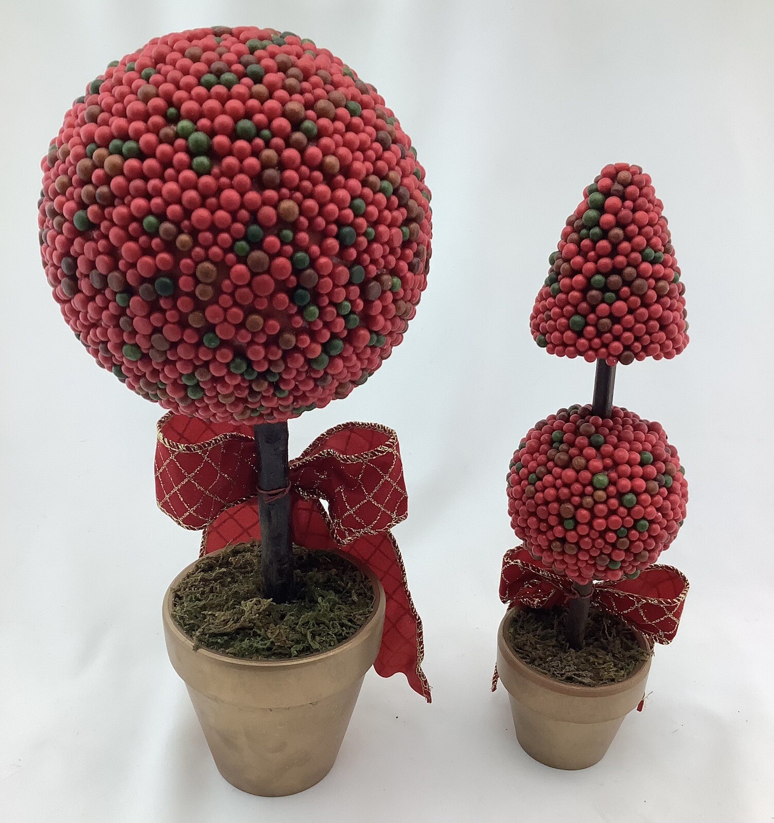 Berry Topiary Set Ceramic Plant Pot Faux Multicolor Berries 230822/BA2