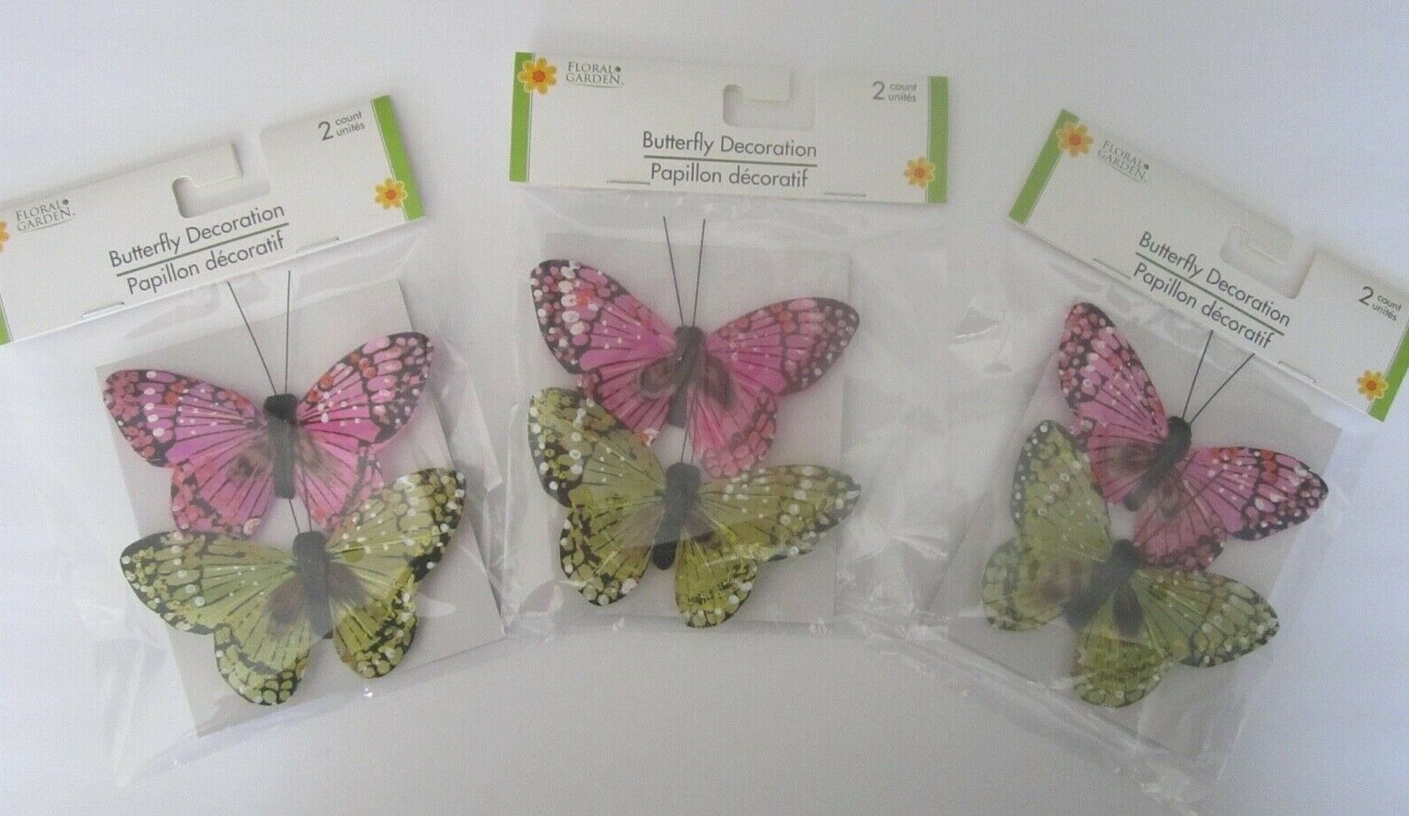Floral Garden 6 Beautiful Life Like Multi Colorful Butterflies 4″ x 2 1/2″ New!