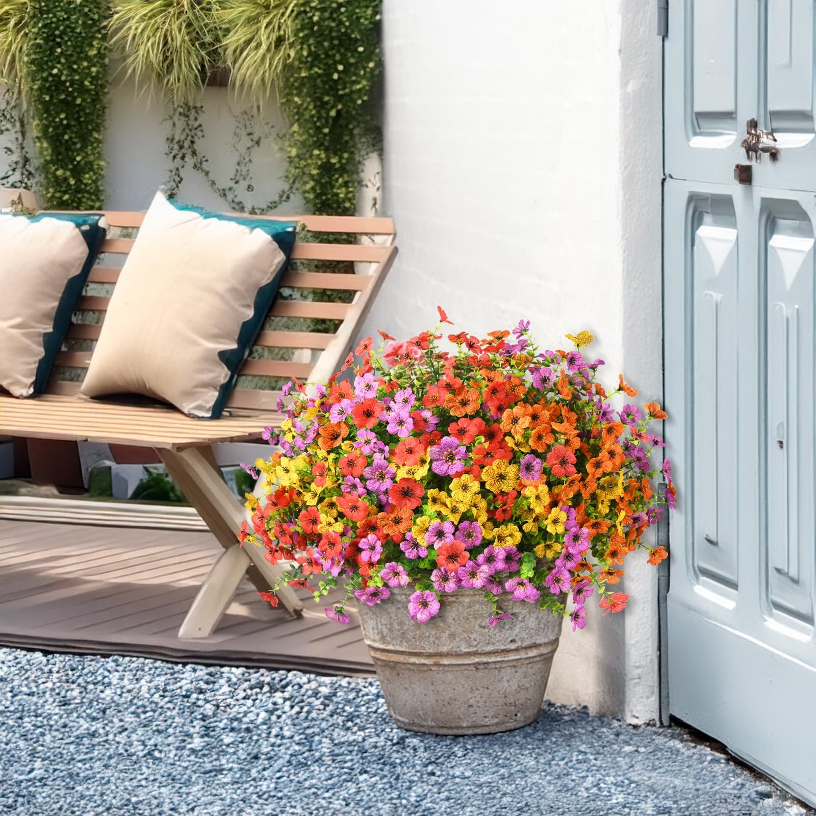 Artificial Flowers Faux Plants Outdoor Fake Flowers Spring Decor Plastic Plant
