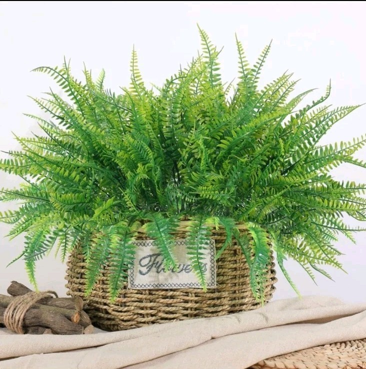 12 Pcs Artificial Boston Fake Fern Plants Bushes Faux Shrubs Outdoor Greenery