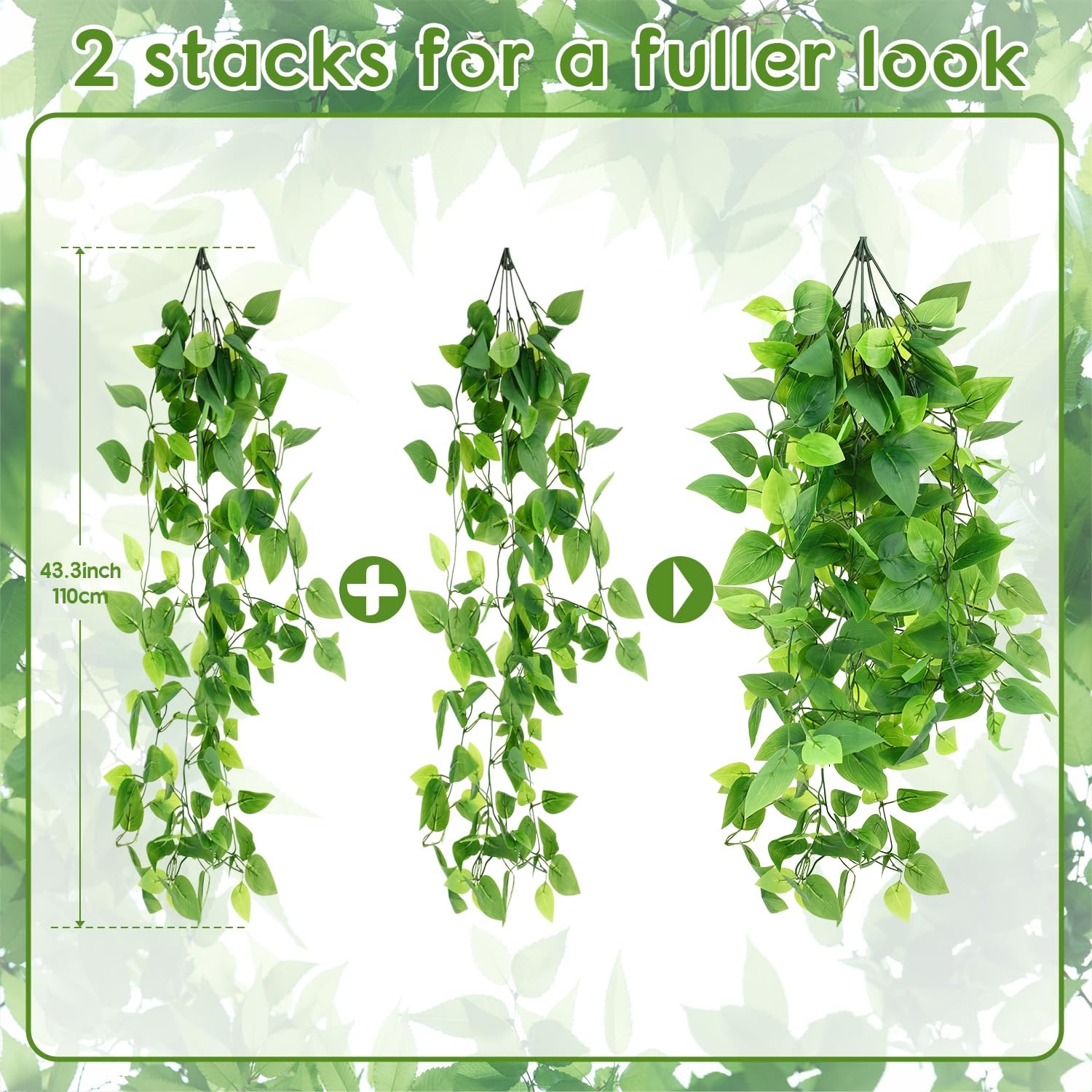2 Pcs Fake Hanging Plants Vines for Room Decor, 3.6 ft Artificial Ivy Greener…