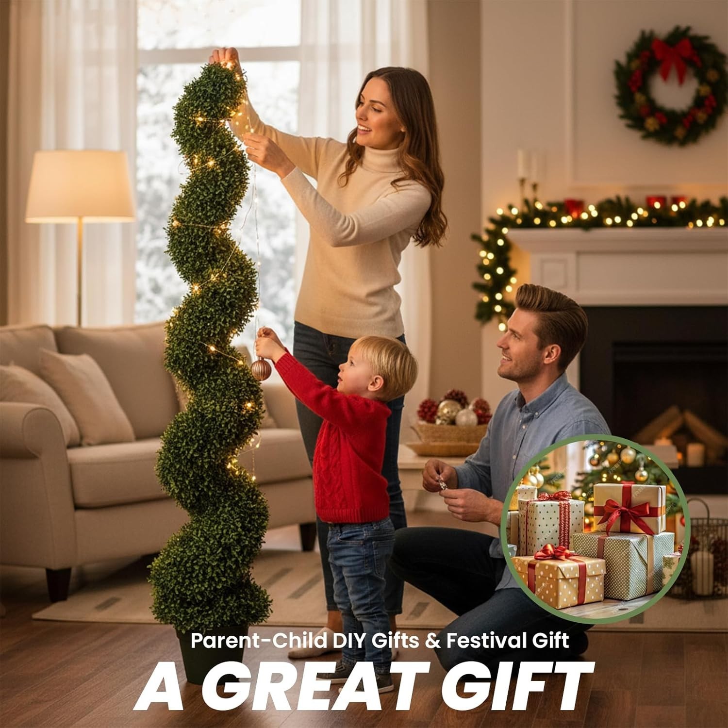 3′ Boxwood Artificial Topiary Tree 2 Pcs Faux Plant w/ Replaceable Leaves Decor