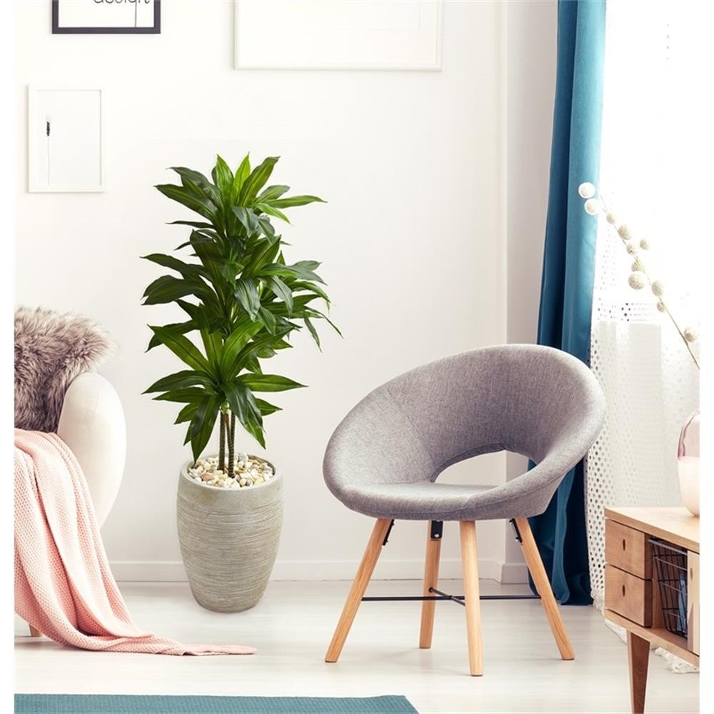 Pemberly Row 48″ Dracaena Artificial Plant in Sand Colored Planter Real Touch