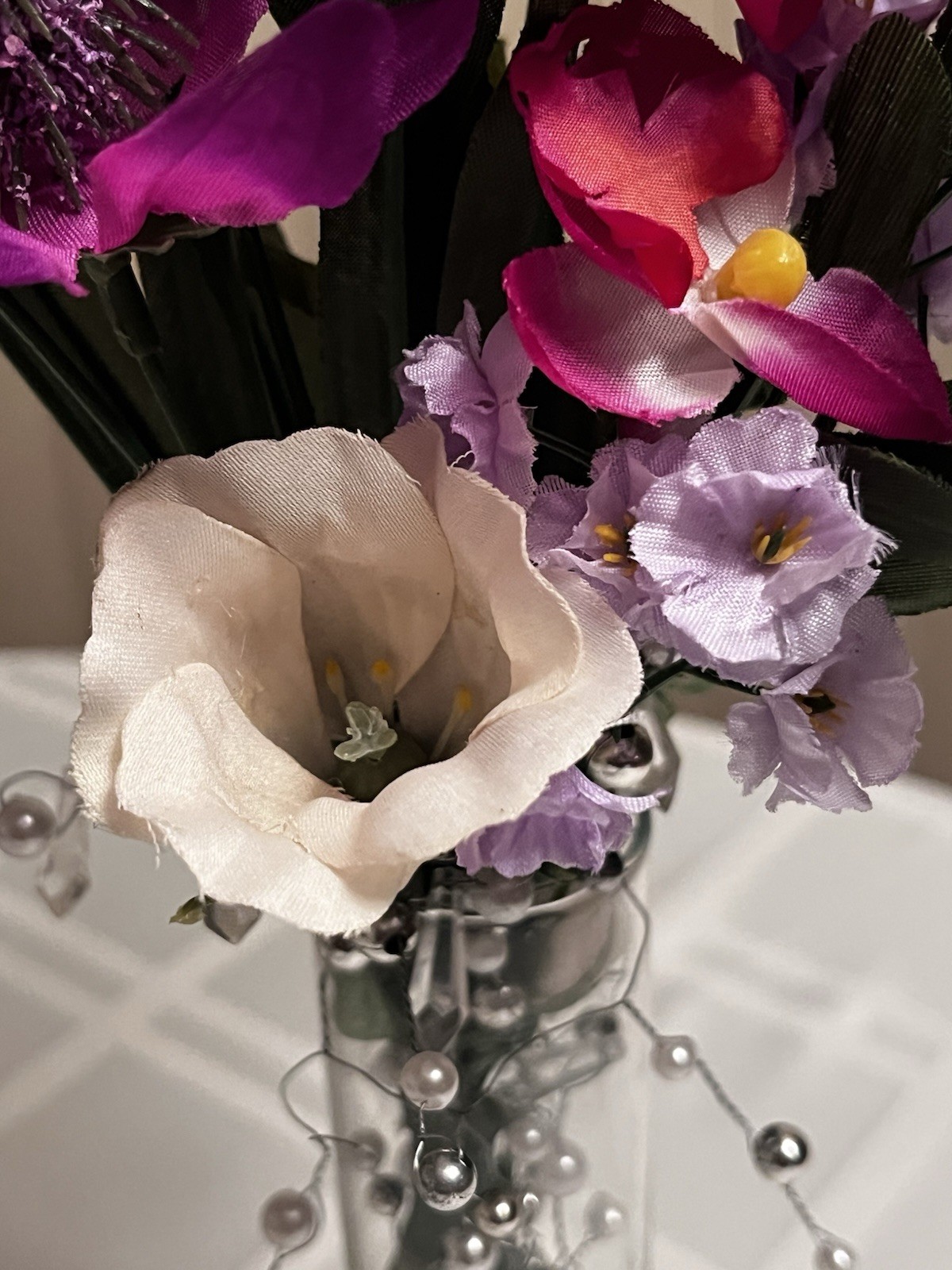 An Elegant Silk Floral Arrangement Stands 19 Inches Tall