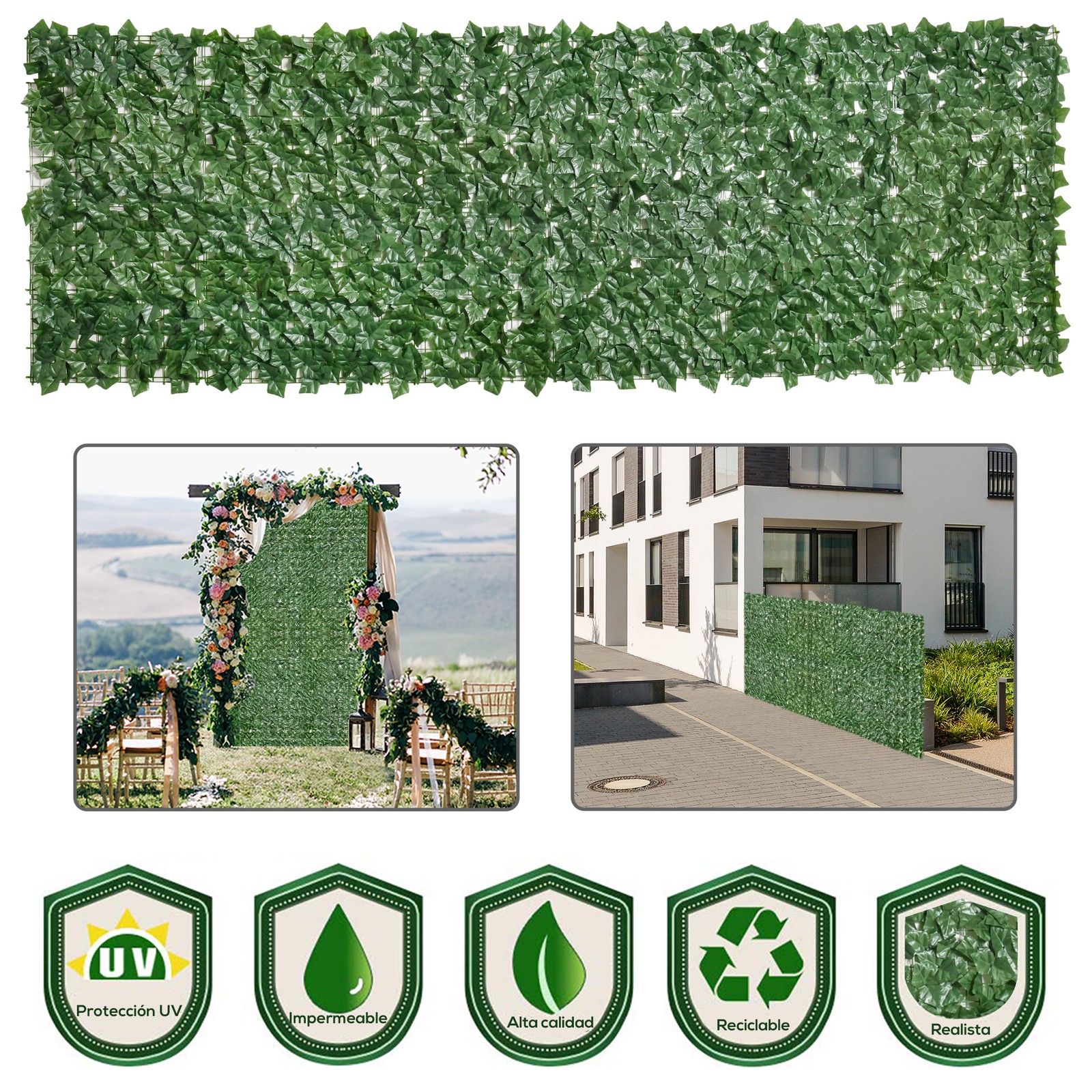 Artificial Ivy Vine Privacy Fence Screen, Faux Hedge Leaf, Outdoor Garden, Porch