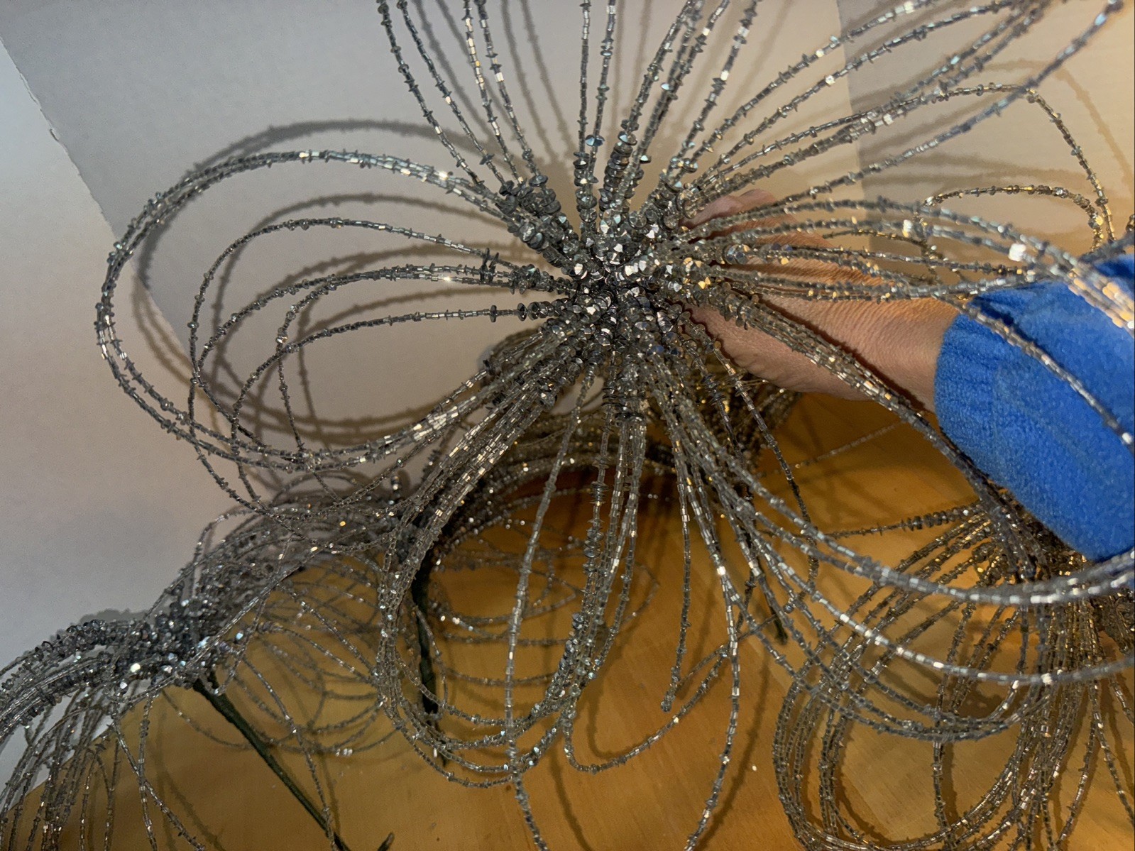 Silver Glitter Rhinestone Leaf Floral Stems Tree Picks, Sprays Lot Of 8
