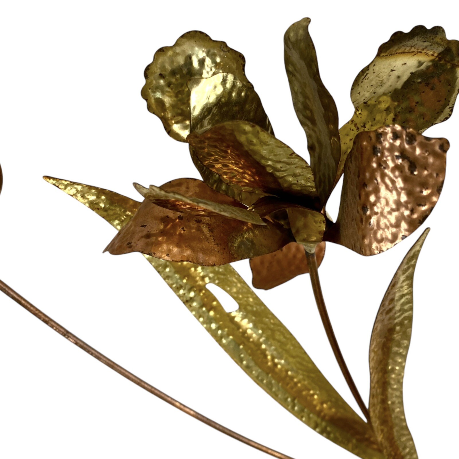 Metal Flower Wall Hanging Sculpture Vtg Home Decor MCM Retro Floral 3D Iris