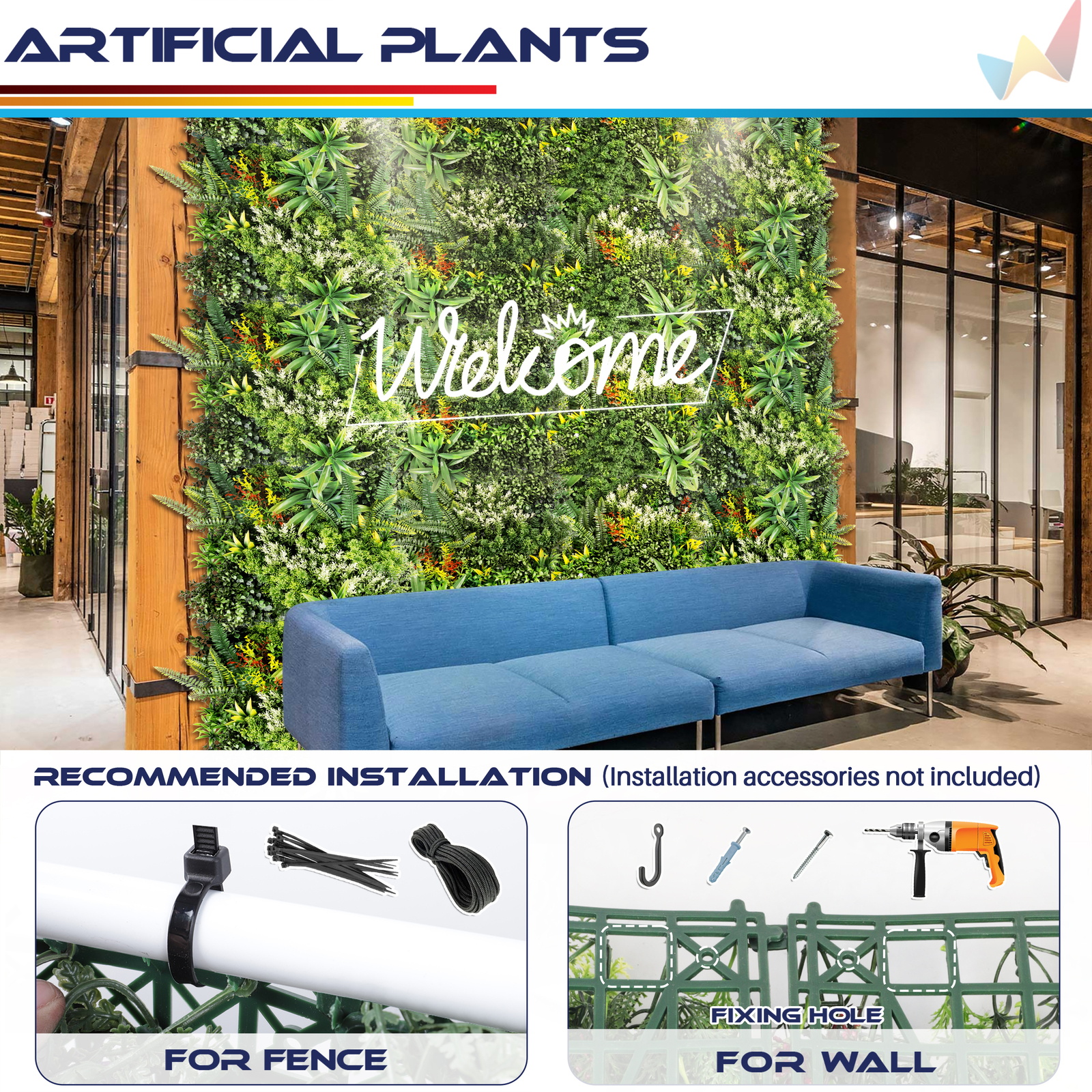 20″ Artificial Faux 3D Mix Leaf Privacy Fence Screen Decor Panel 3Packs of 1Set
