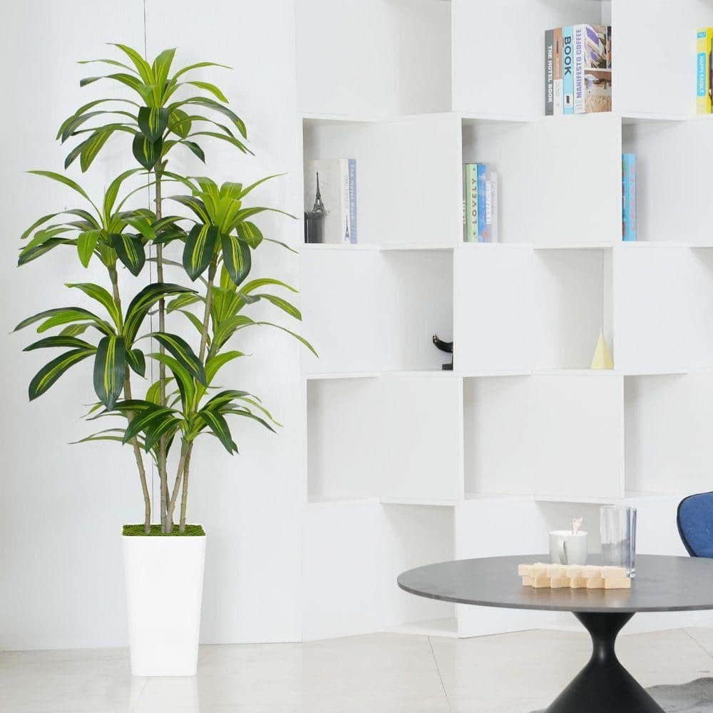 72.00 In. Artificial Dracaena Tree in Pot Indoor Outdoor Realistic Silk Green Pl