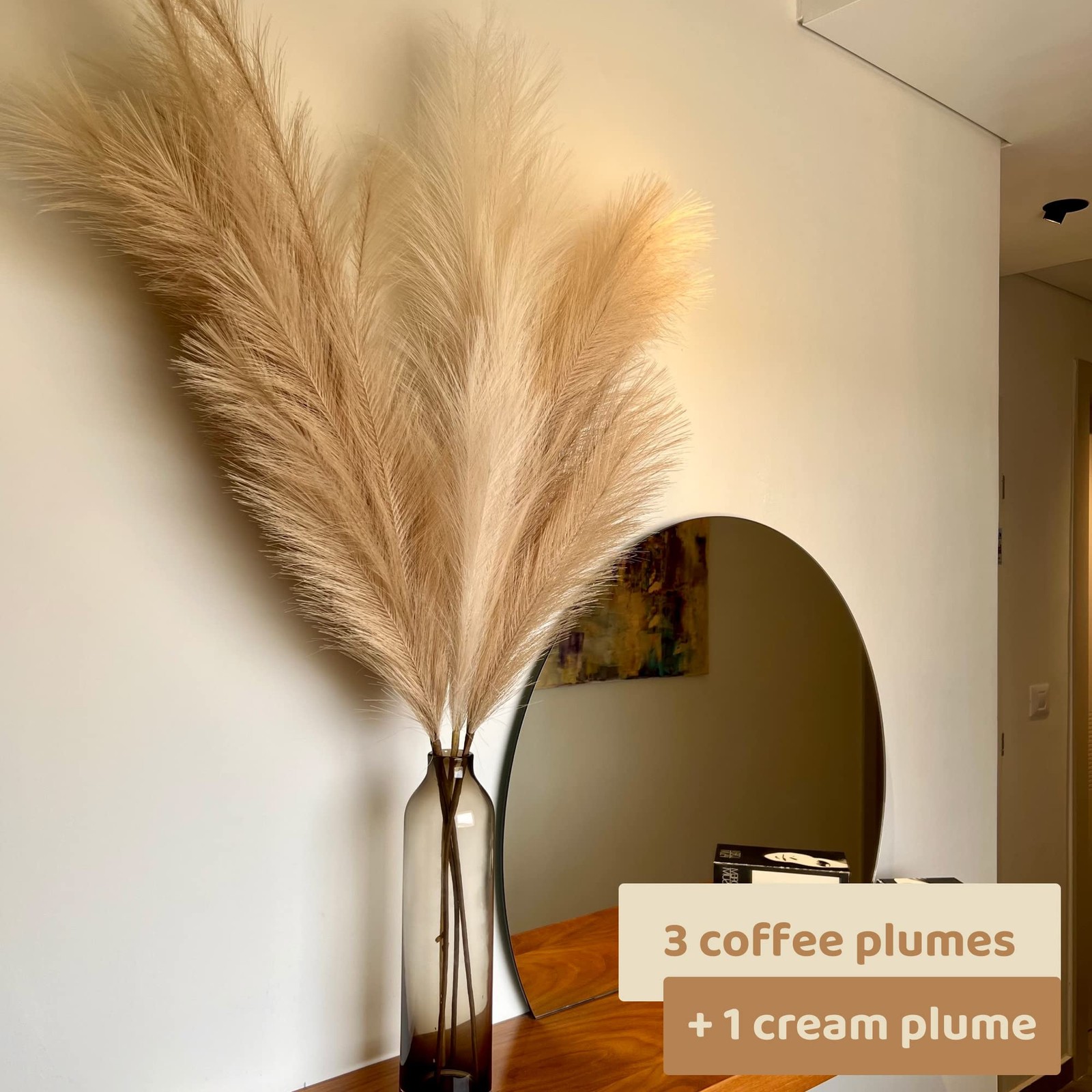 43″ / 3.6 ft Pampas Grass Tall 4 Pcs – Artificial Large Pampas Grass Decor fo…