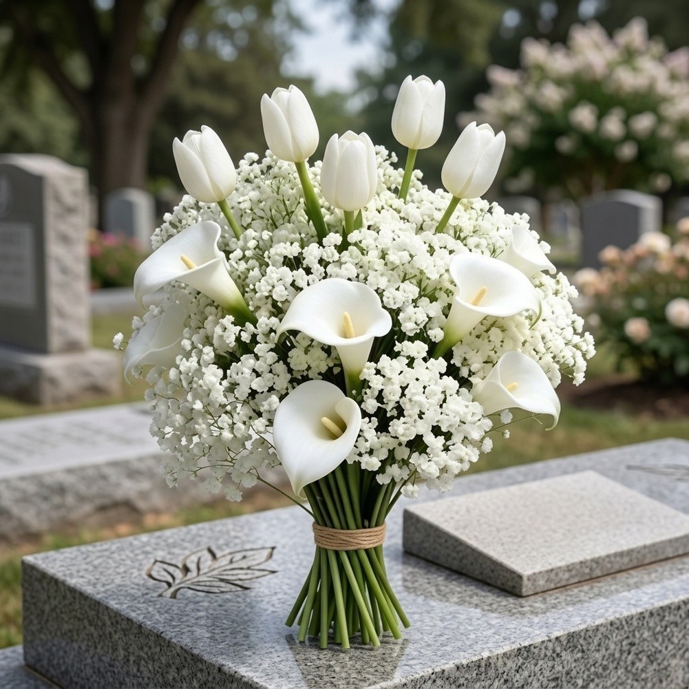 White Artificial Flower Bouquet 32 Stems Flexible Stems for Custom Arrangement