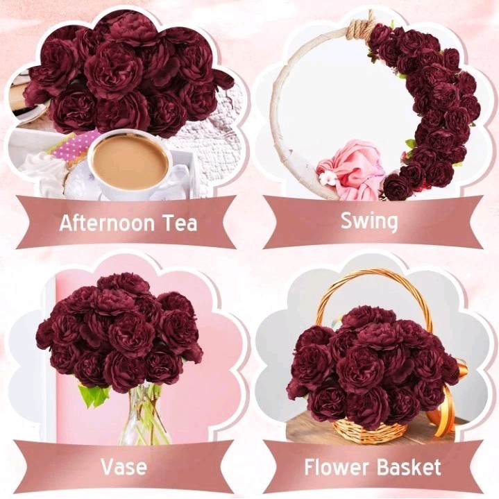 Thiccywoov 50 Pcs Artificial Flowers, 3.2 Inches Silk Rose Head Flowers Fake 52