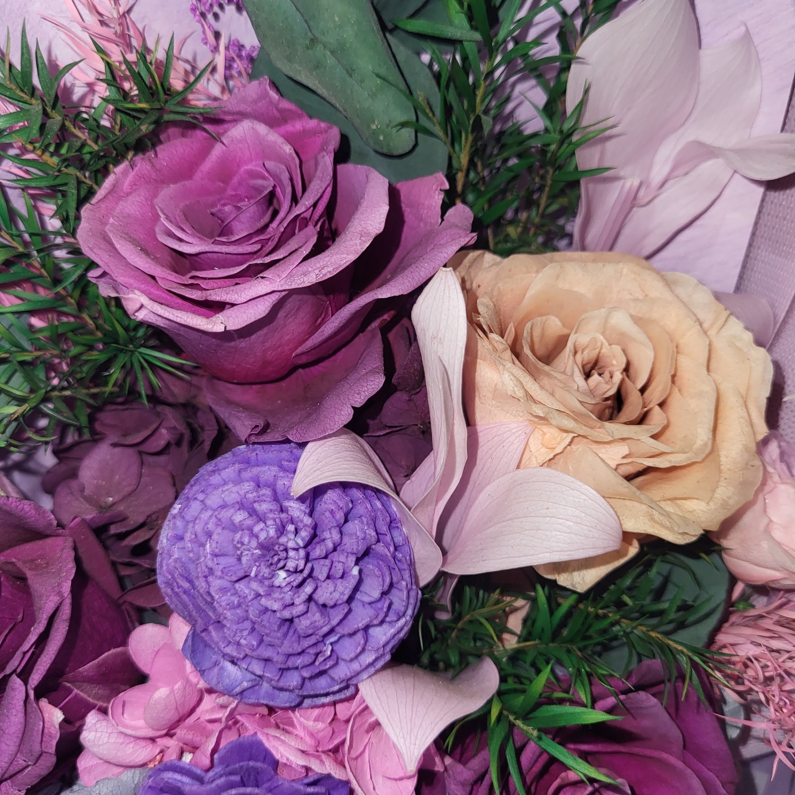 Purple Roses Bouquet Great Birthday Gift Beautiful Preserved Flowers