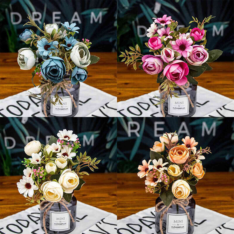 Retro 1 Bunch Wedding Decor Rustic Cozy Home Rose Fake Flower Artificial Flowers