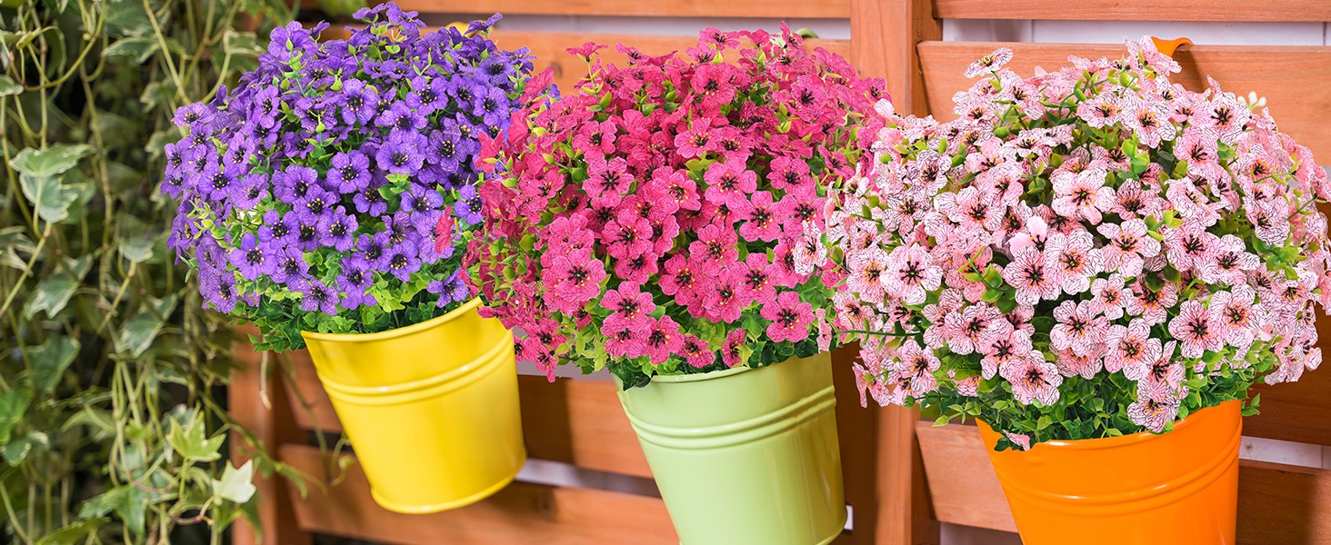Artificial Flowers for Outdoors, 18 Bundles Artificial Plants & Flowers Outdoor,