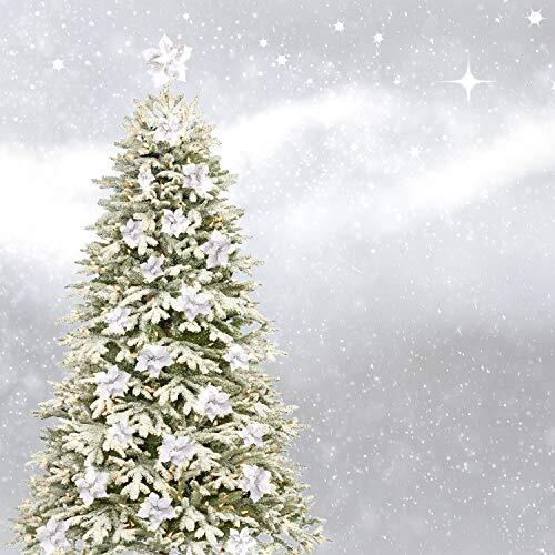 36 Pieces Christmas Poinsettia Glitter Faux Flowers Christmas Silver