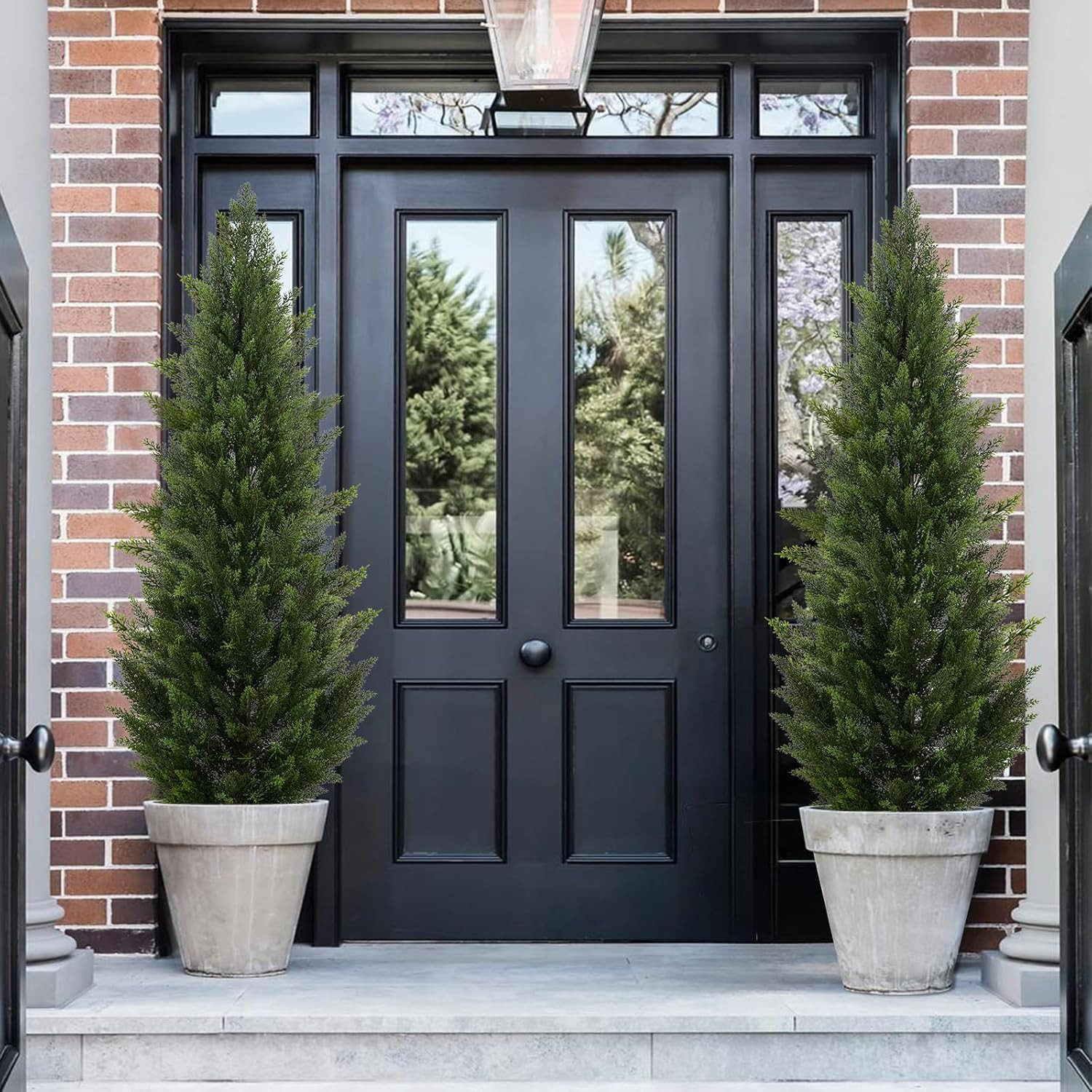 Vitalismo Outdoor Artificial Cedar Topiary Tree, Faux Evergreen Shrubs for Front