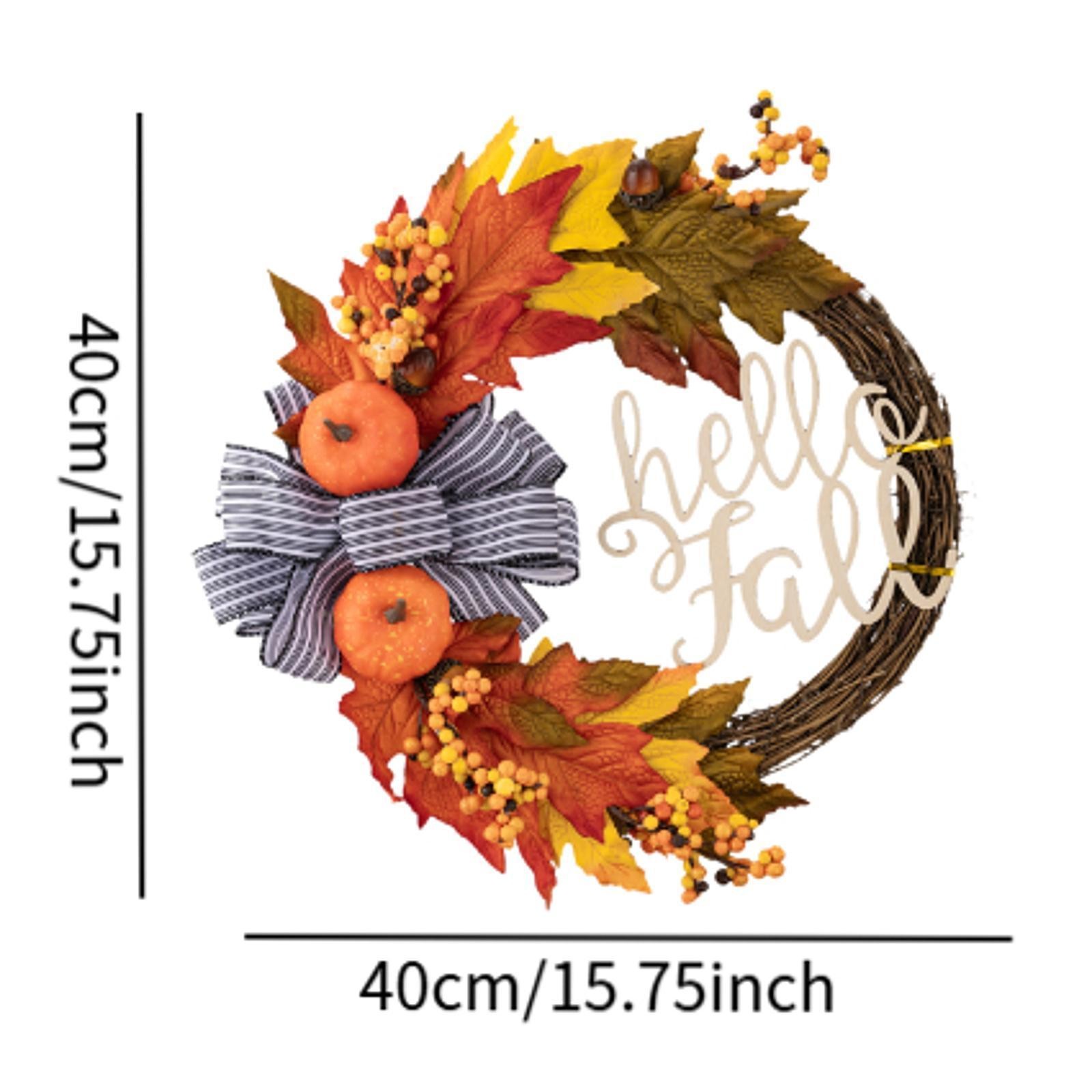 Artificial Pumpkin Wreath Harvest Farmhouse Porch Fall Wreath for Front Door