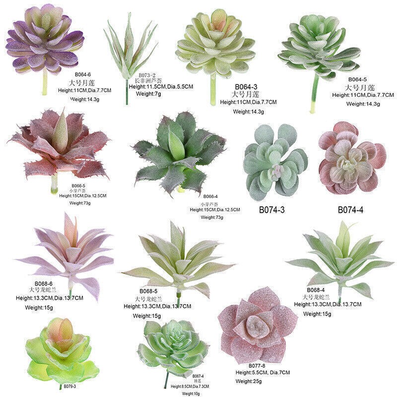12pc Mixed Artificial Succulents Plant Fake Plants Garden Home Office Decoration