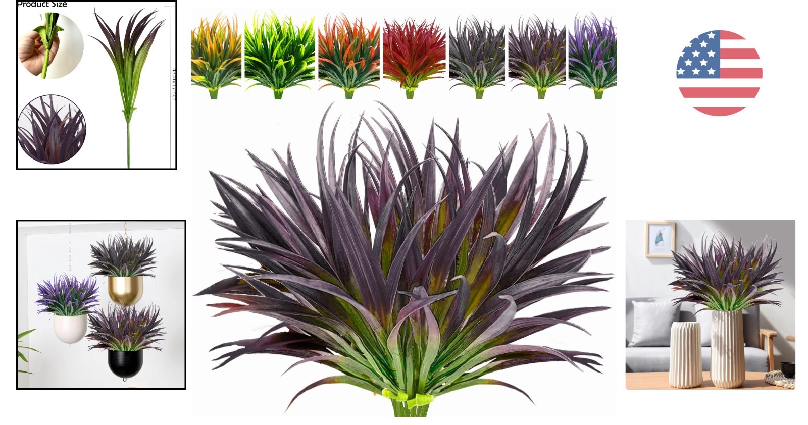 8 Bunches of Tall Faux Grass – UV Resistant Outdoor Decoration for Home & Garden