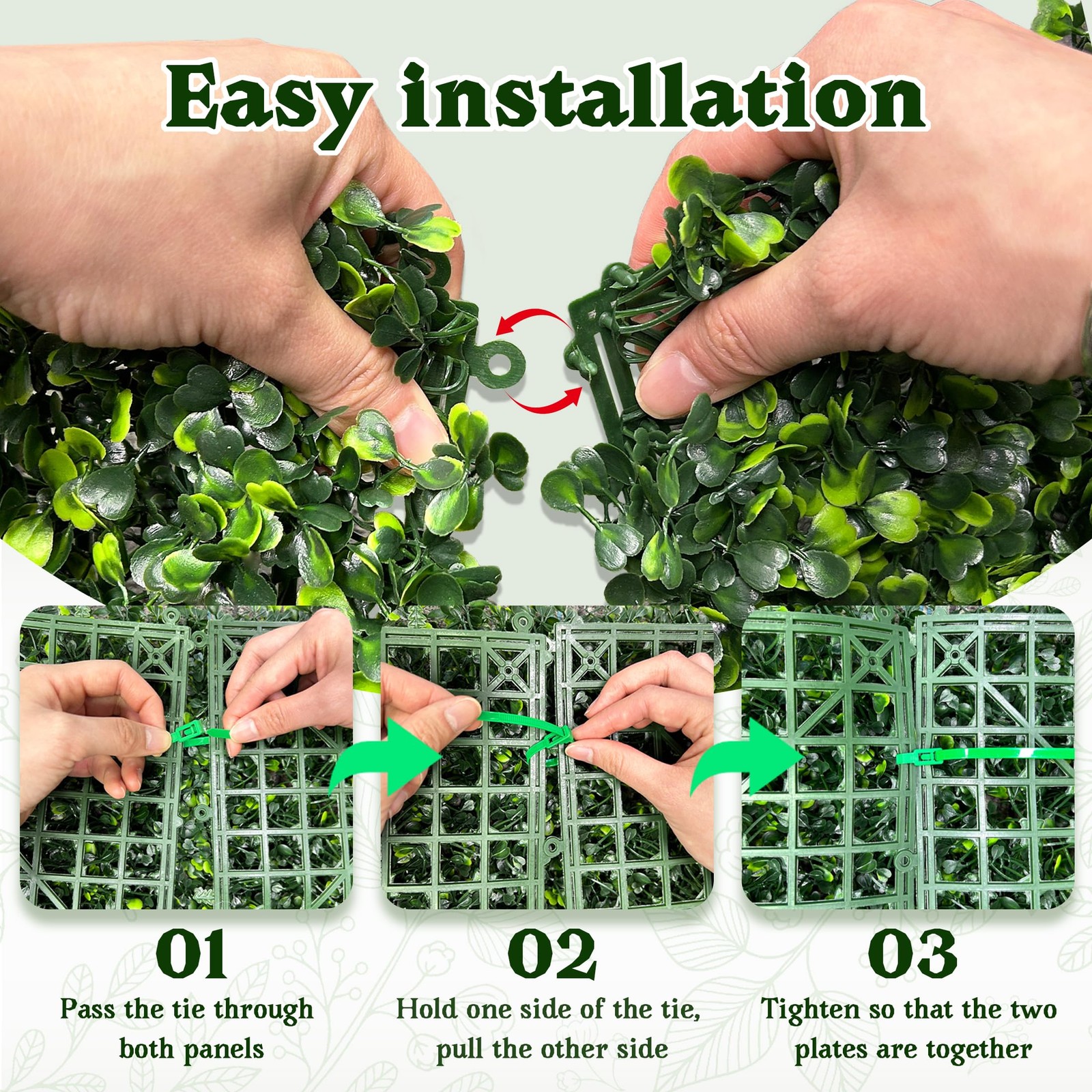 10″x10″ 12 Pieces Artificial Greenery Boxwood Privacy Fence Screen
