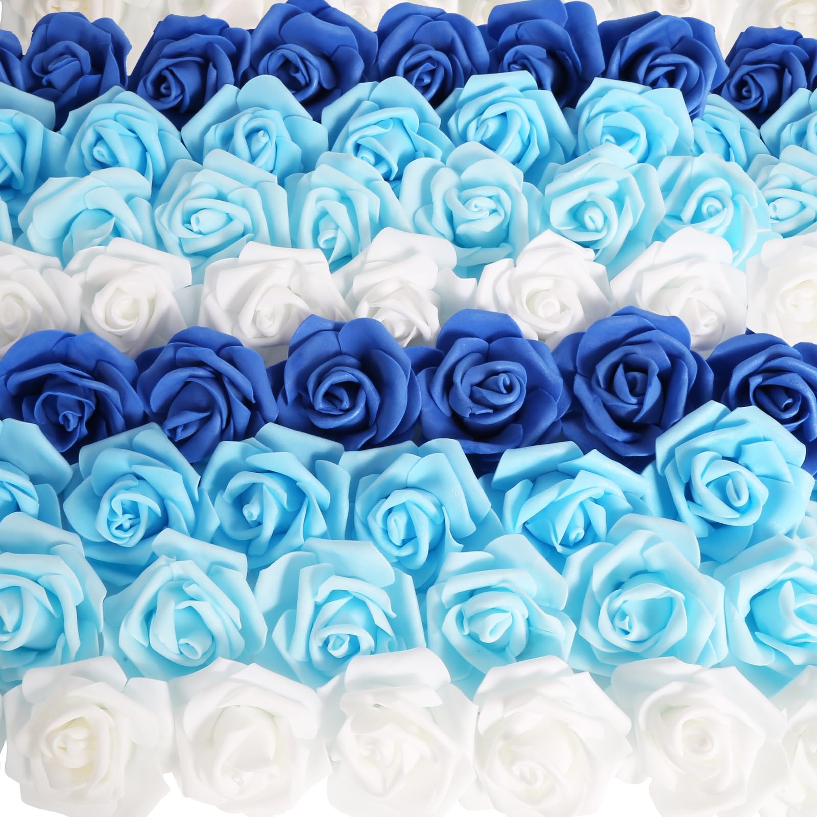 200 PCS Blue Foam Artificial Rose Flower Heads Fake Floral Wedding Home Decor