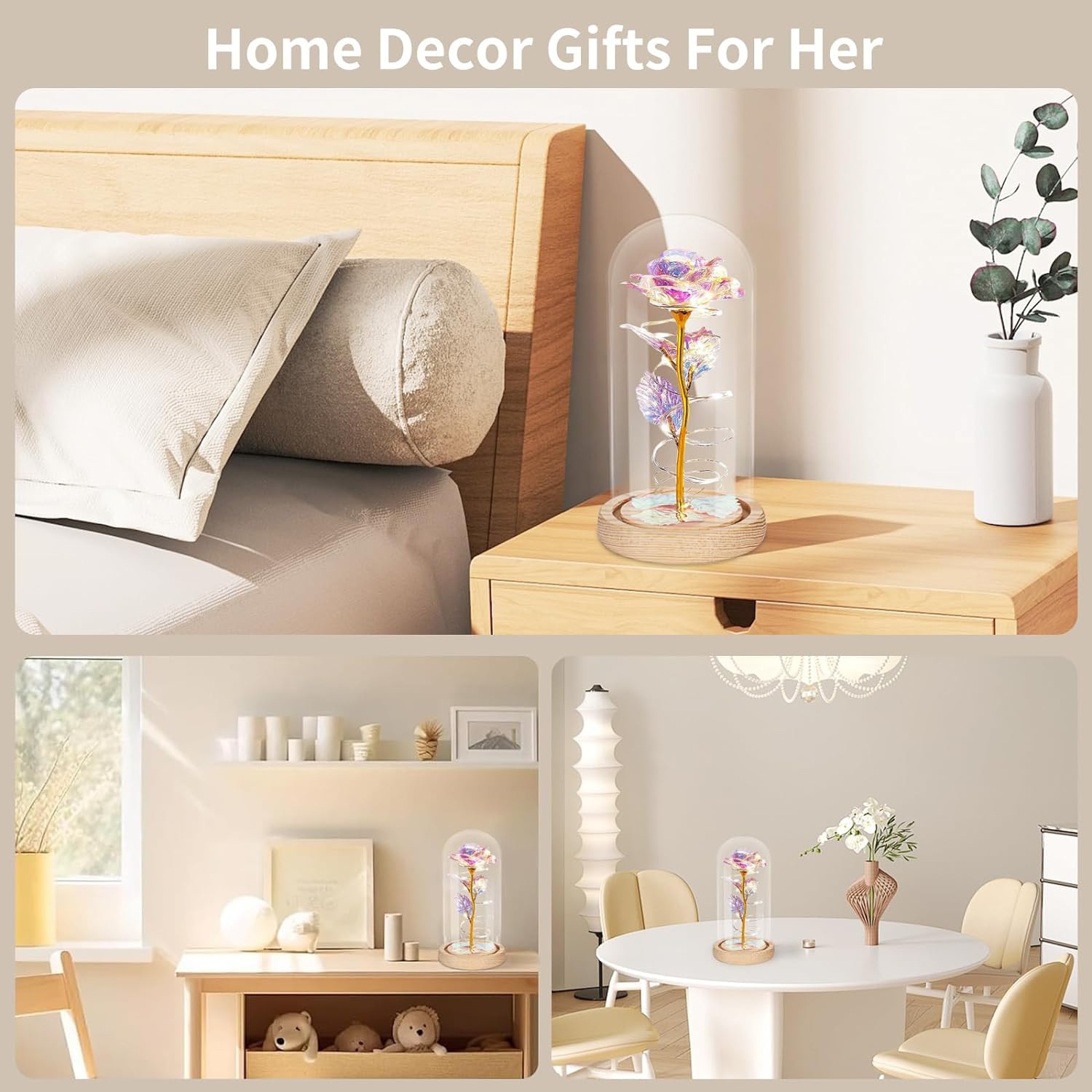 Crystal Galaxy Enchanted LED Glass Forever Rose Home Decor Valentine’s Day Gift