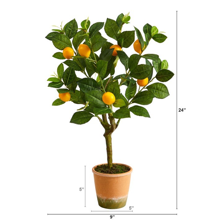Faux Lemon Tree in Pot, 24″-Williams Sonoma|36339