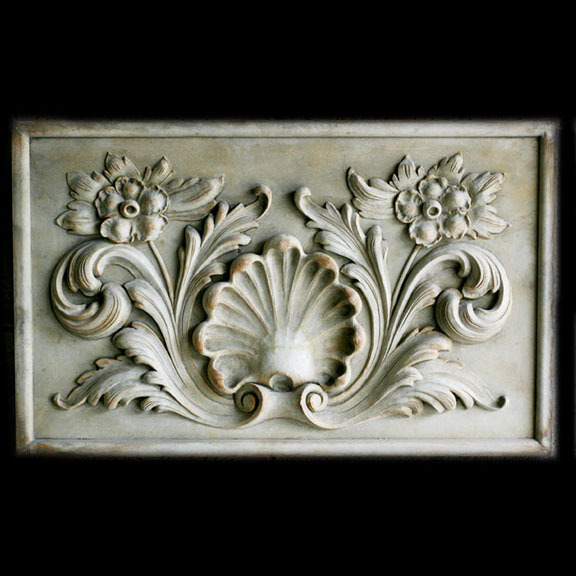 Renaissance Shell with Flowers Decorative Wall Relief Sculpture Plaque