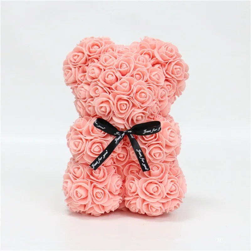 25CM Rose Teddy Bear Artificial Flowers Foam Valentine’s Day Birthday Gift