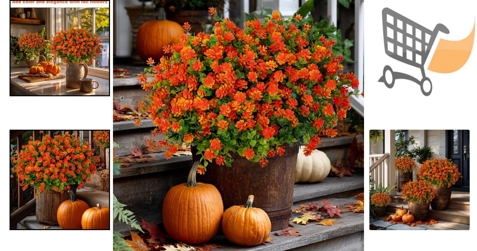 Fake Fall Flowers Outdoor 12 Bundles UV Resistant Faux Mums Garden Decor