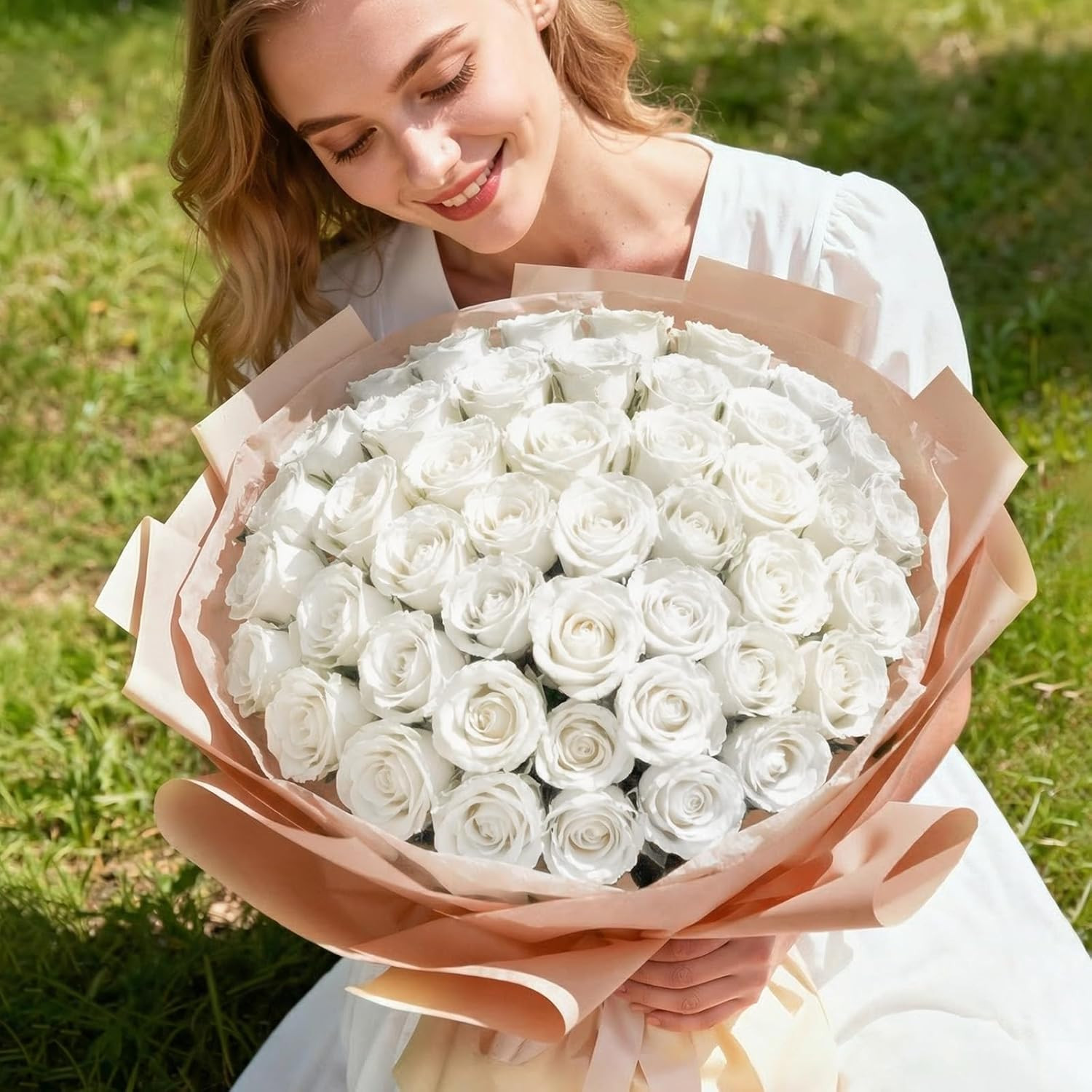 100 Pcs White Silk Roses – Perfect for Weddings, Bouquets & Decorations