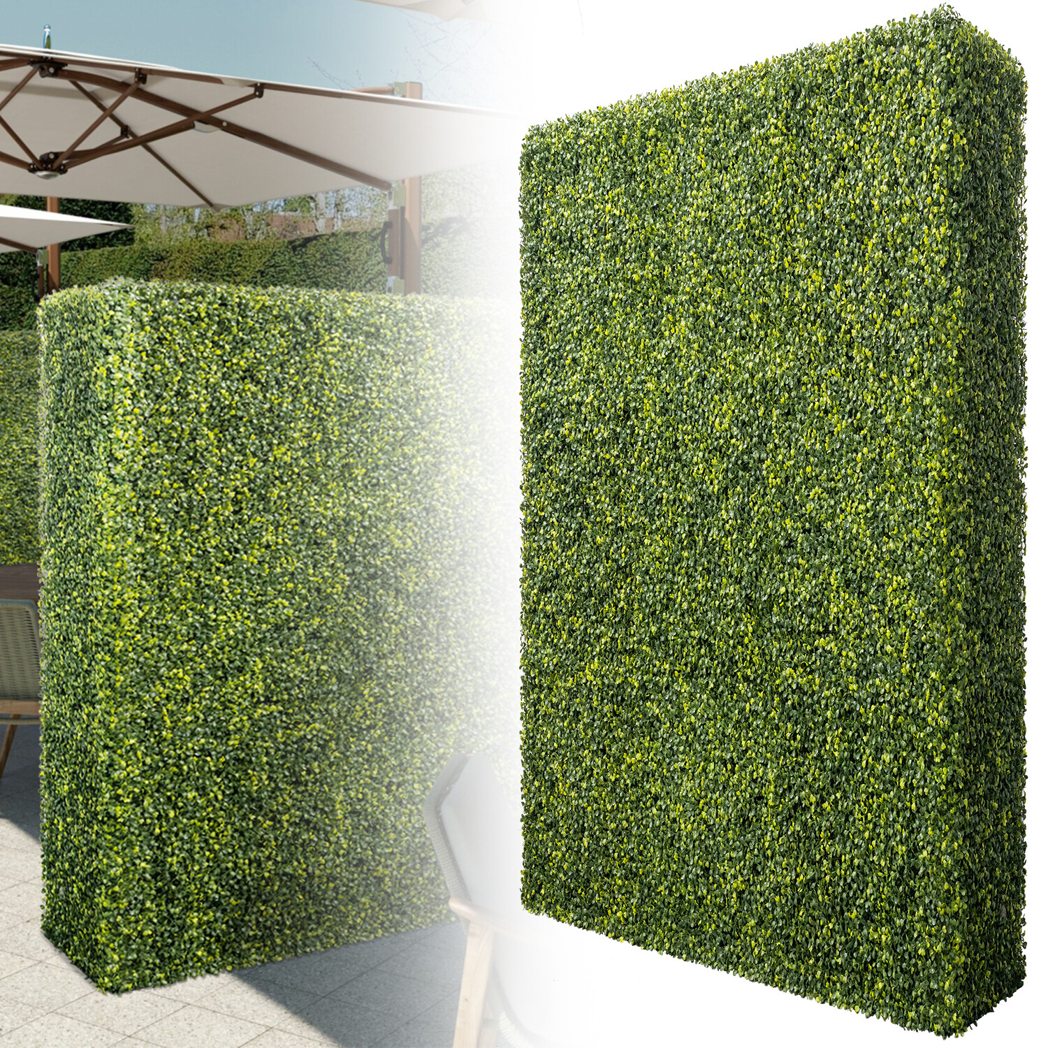 Durable Artificial Boxwood Green Faux Privacy Hedge Wall for Office Garden Decor