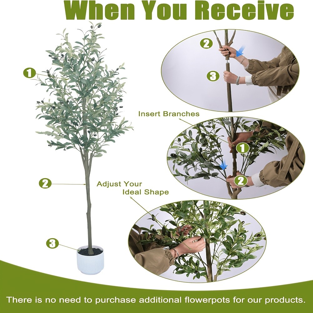 5/6FT Artificial Olive Tree, Faux Olive Tree with Realistic Leaves & Olives