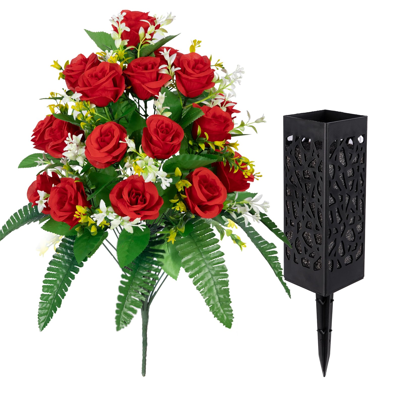MOOMASS Artificial Cemetery Flowers – Grave Decorations, Cemetery Flowers for…