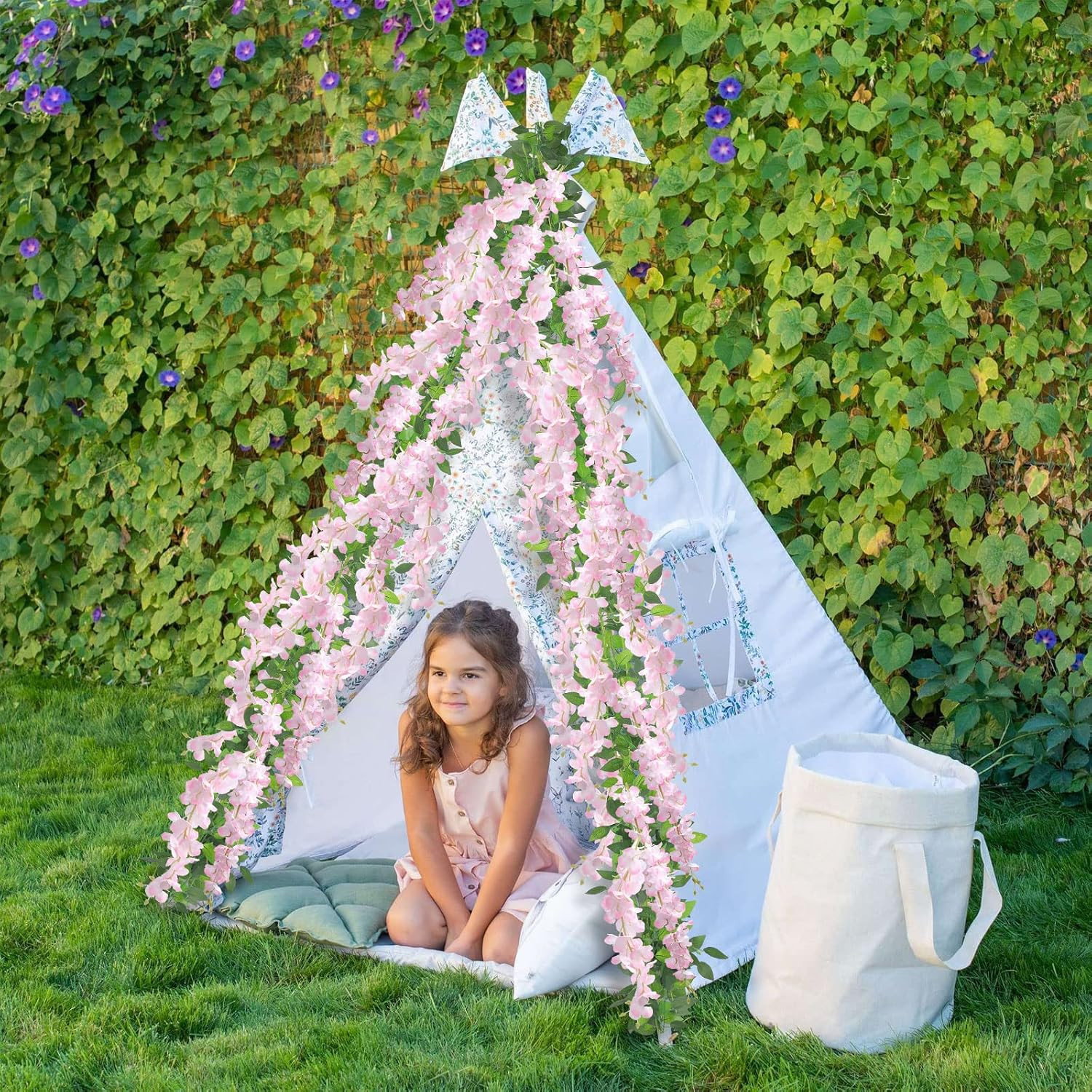 10Pcs 7.2 Ft/Piece Artificial Wisteria Garland Silk Fake Pink Wisteria Flowers H